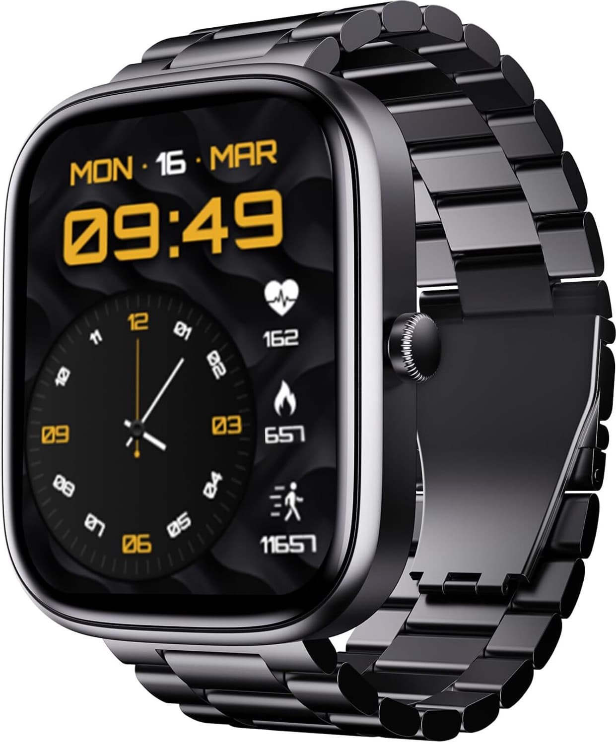 boAt Ultima Chronos 1.96" AMOLED Displa,IP67, for Men & Women (Steel Black) Smartwatch