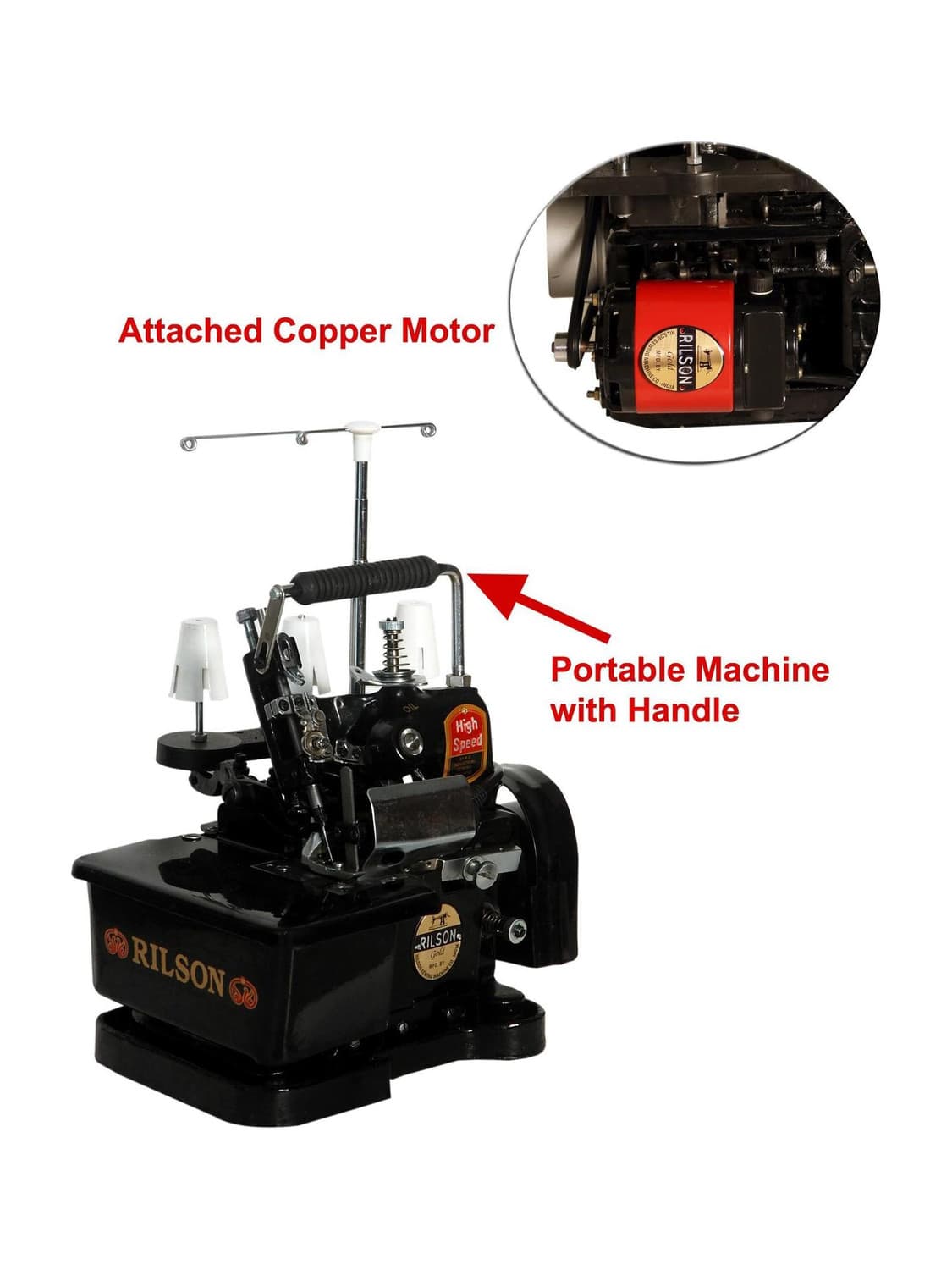 Rilson Portable Overlock Machine with Copper Motor Overlocker Sewing Machine