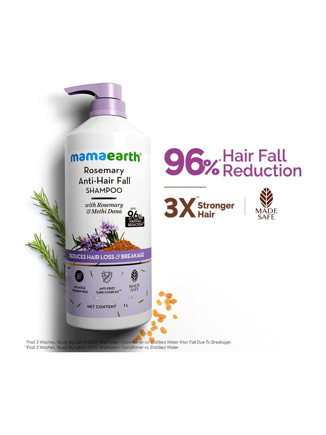 Mamaearth Anti-Hair Fall Shampoo with Rosemary & Methi Dana for Reducing Hair Loss