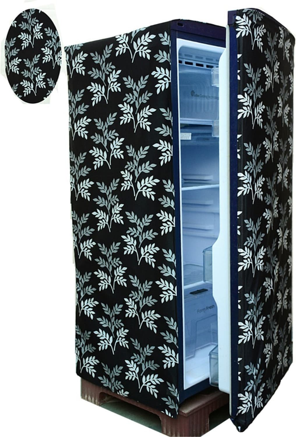 Refrigerator Cover (Width: 62 cm, Black)