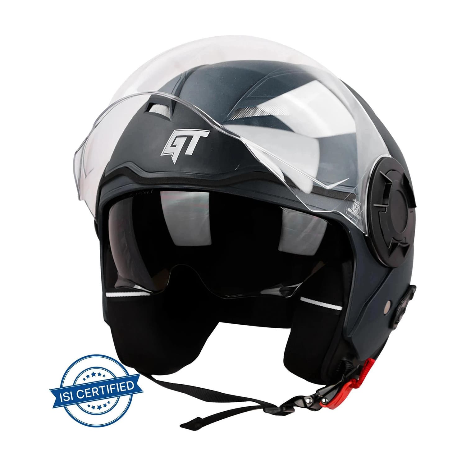 Steelbird GT Dashing ISI Certified Open Face Helmet for Men & Women with Inner Sun Shield Motorbike Helmet