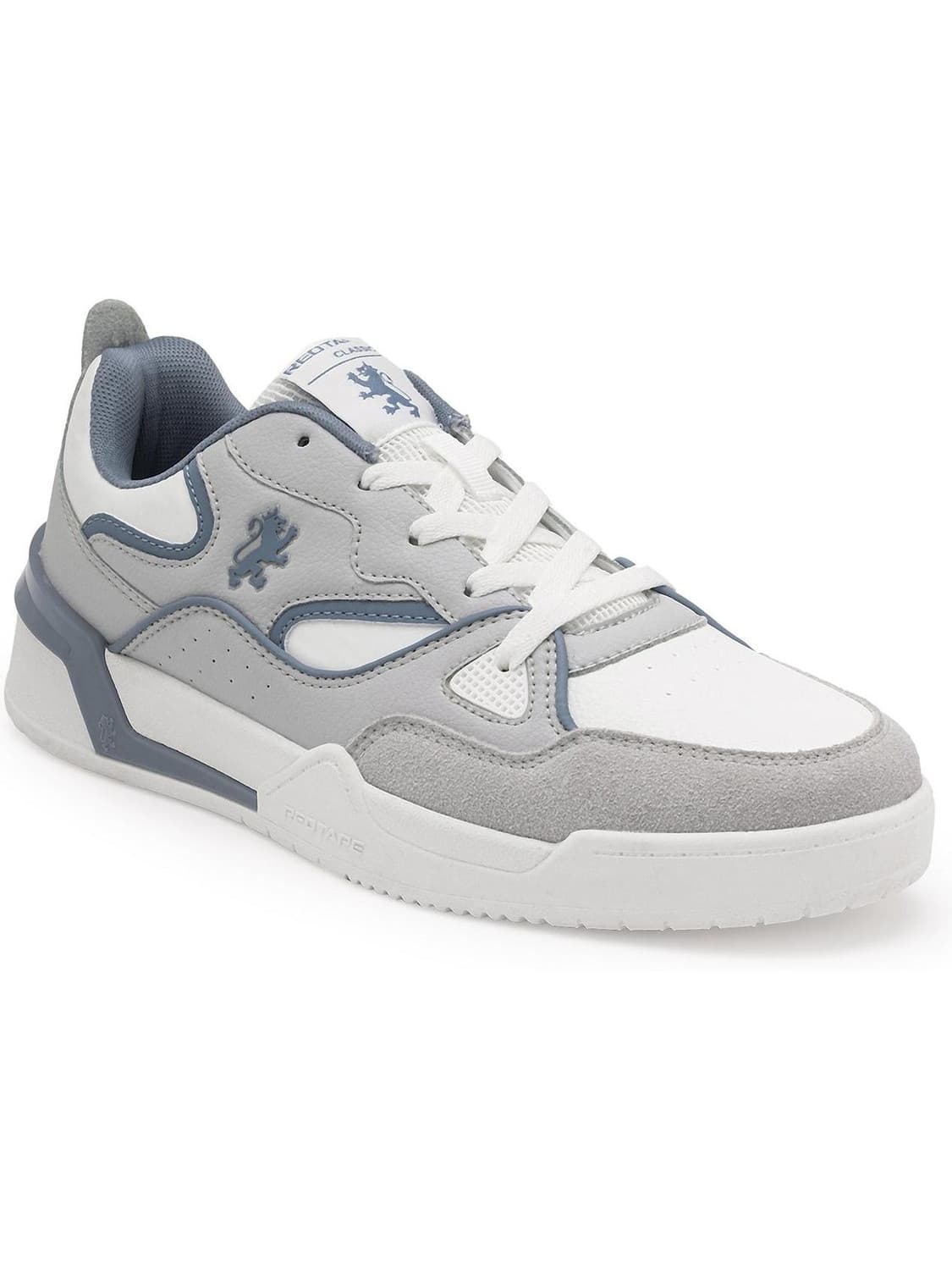 Casual | Elegantly Rounded Front, Soothing Insole & Impact-Resistant Comfort Sneakers For Men (Grey, Blue , 6)