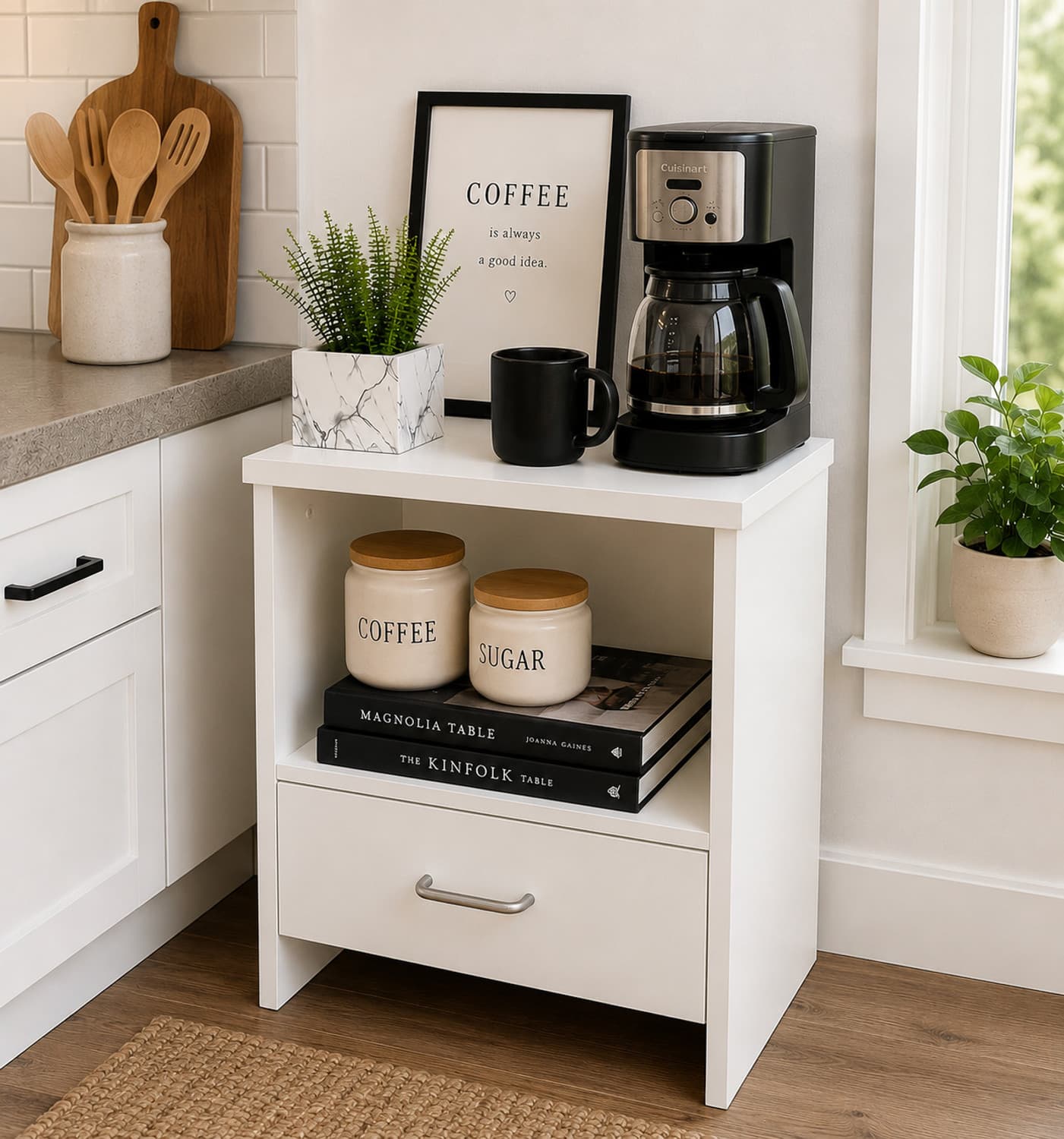 KAWACHI Engineered Wood Sofa Side End Bedside Table with Drawer Engineered Wood Bedside Table