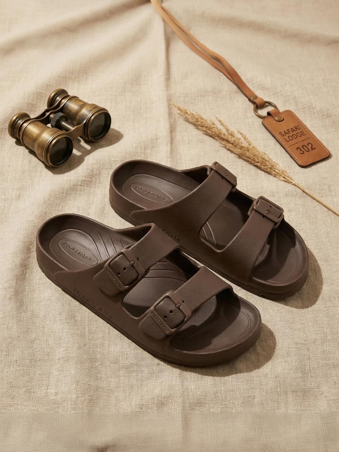 Men Slides (Brown , 9)