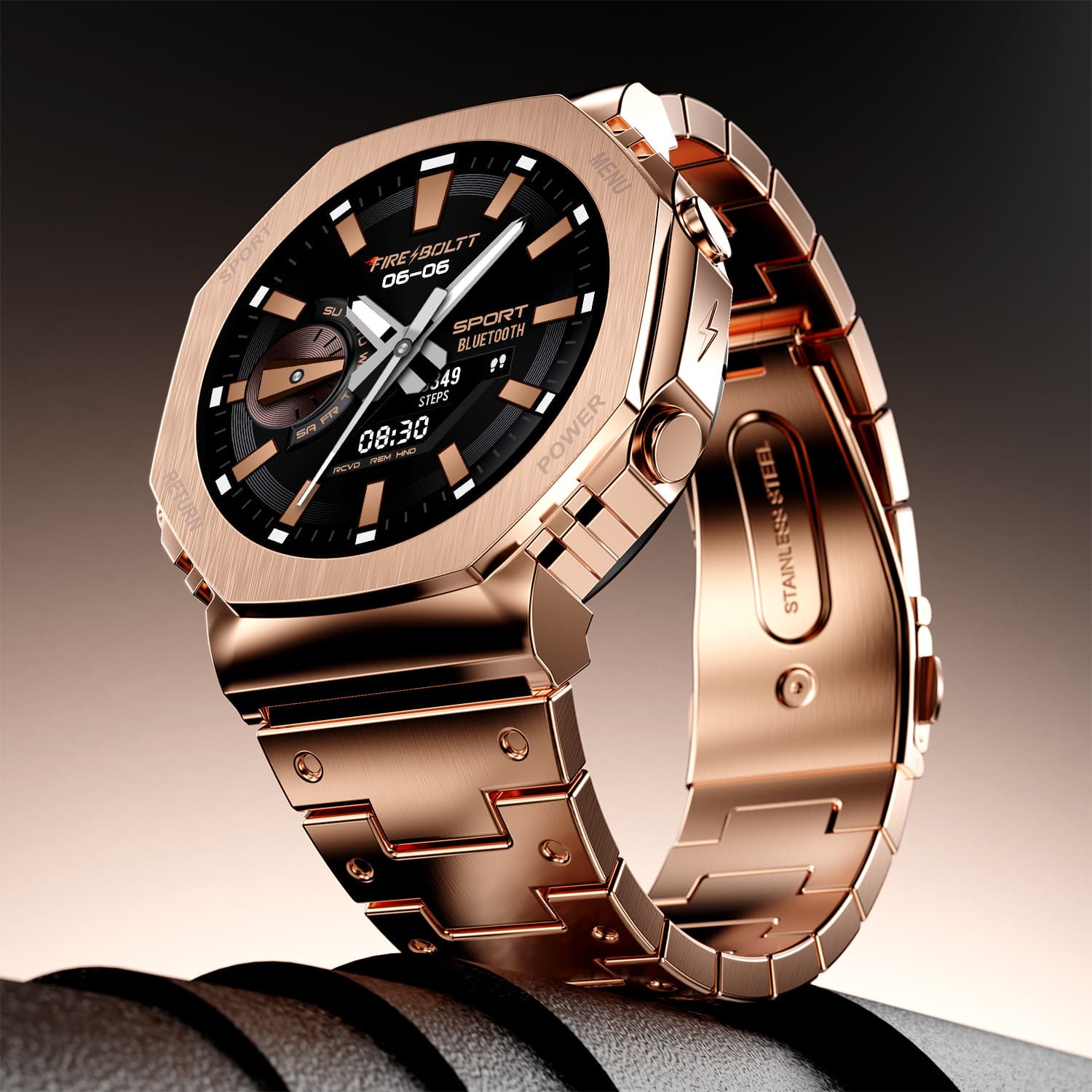 Fire-Boltt Obsidian 33.5mm (1.3 inch) AMOLED, Bluetooth Calling, Stainless Steel Design Smartwatch