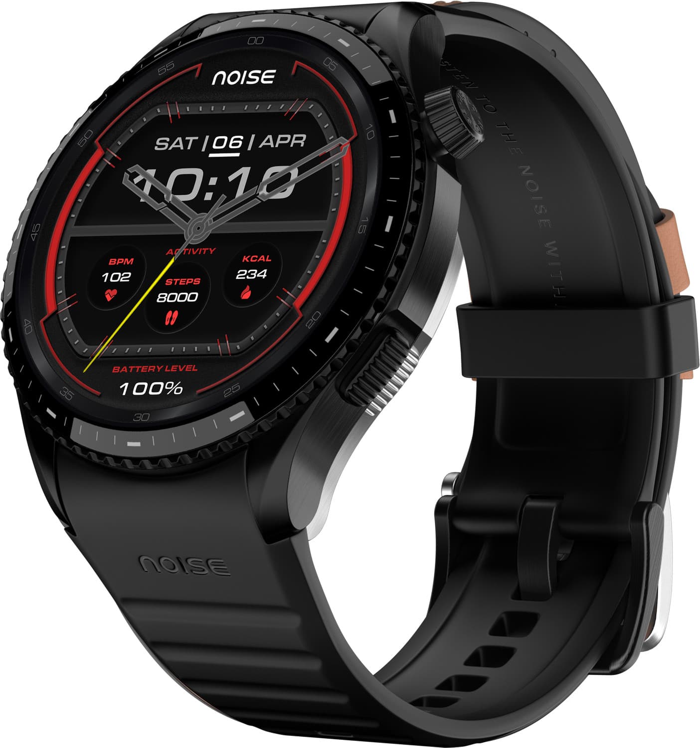 Noise Halo 3 1.43 AMOLED Display, 1000NITS Brightness, Premium Metal Design Smartwatch (Rich Black Strap, Regular)