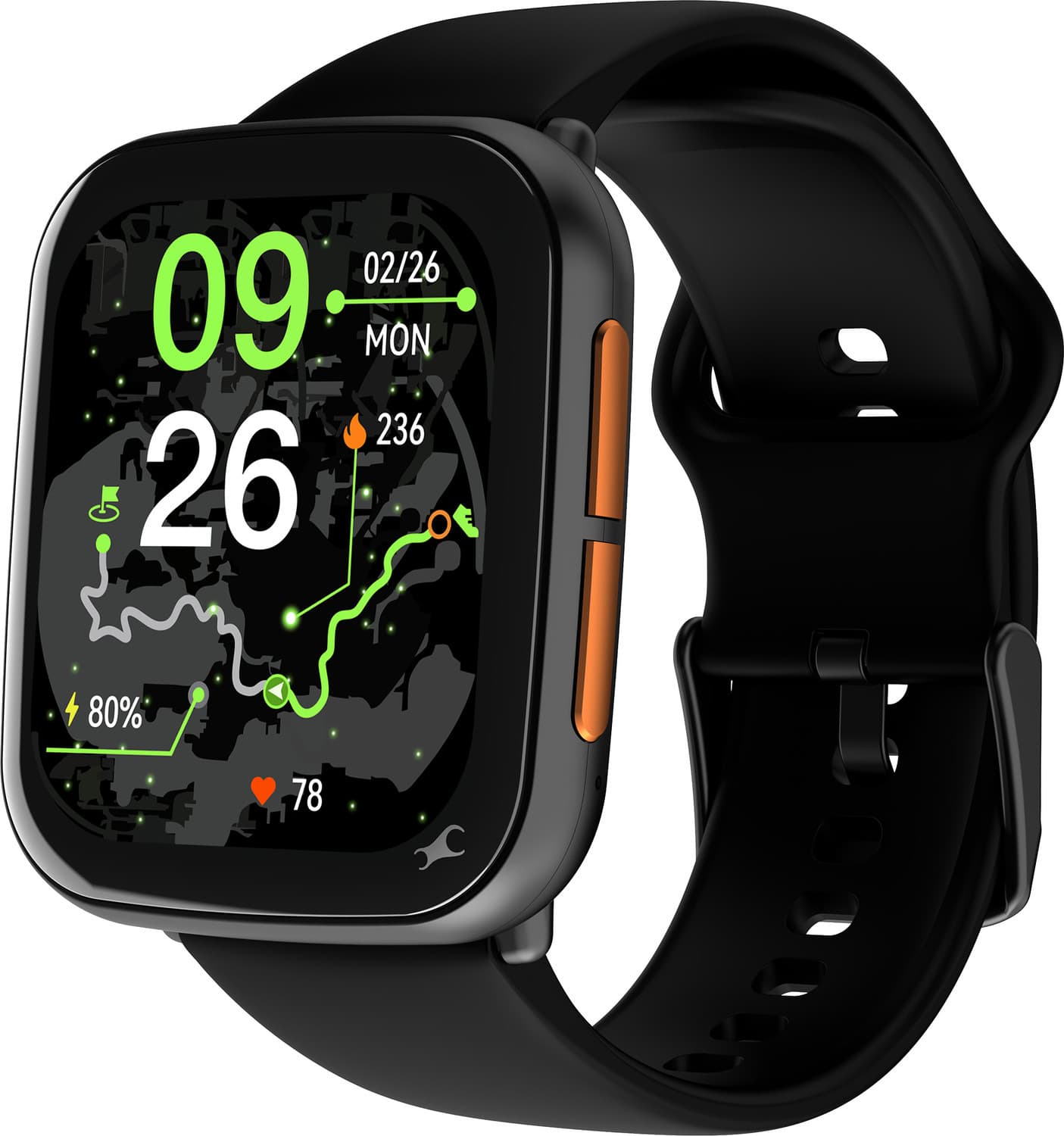 Fastrack Navstar 1.85" AMOLED Square Display with Built In GPS,AI Chat,Dual Buttons,IP68 Smartwatch