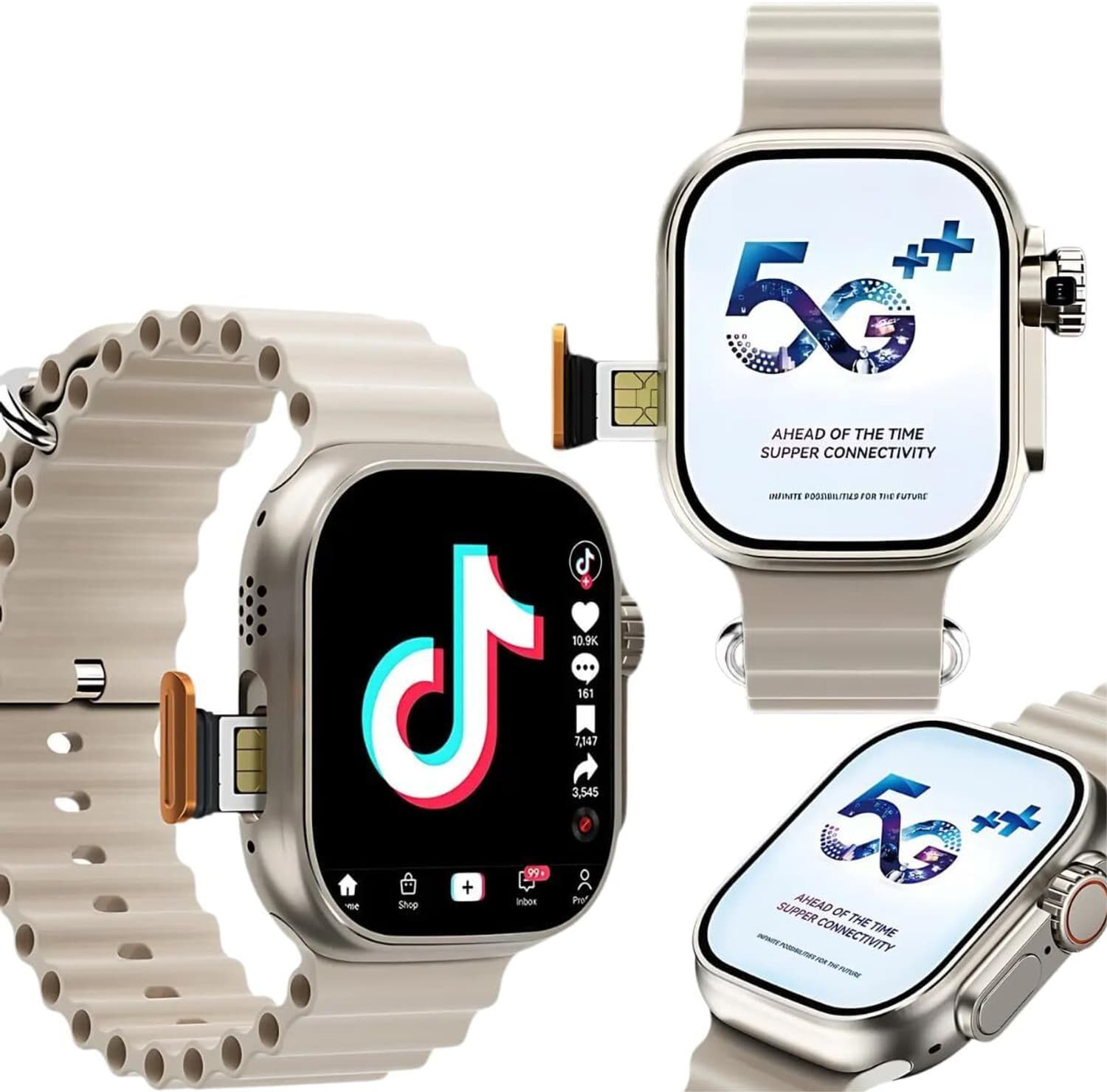 SEHUB WS10 Ultra Premium 5G Smart Watch 8GB+128GB, 3+1 Belts, Rotating Camera Feature Smartwatch
