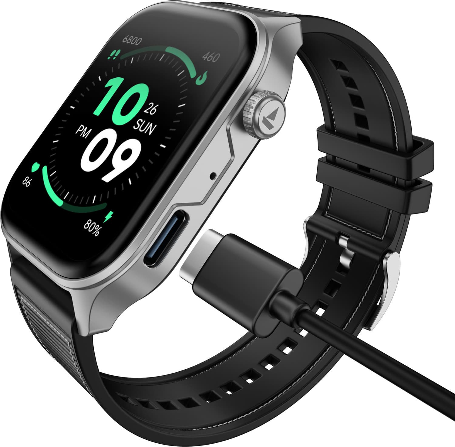 boAt Ultima Vogue 2, Type-C , 1.96" AMOLED Display, 1000 nits, Metal body. Smartwatch (Active Black Strap, Free Size)