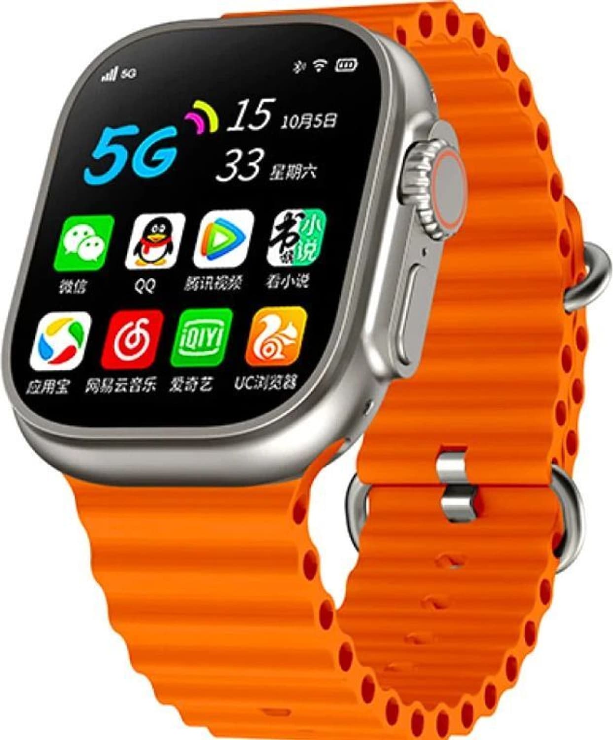 MGTR T800 Ultra smart watch with WiFi GPS Sim Card 4G W27 Smartwatch (Orange Strap, Free Size)