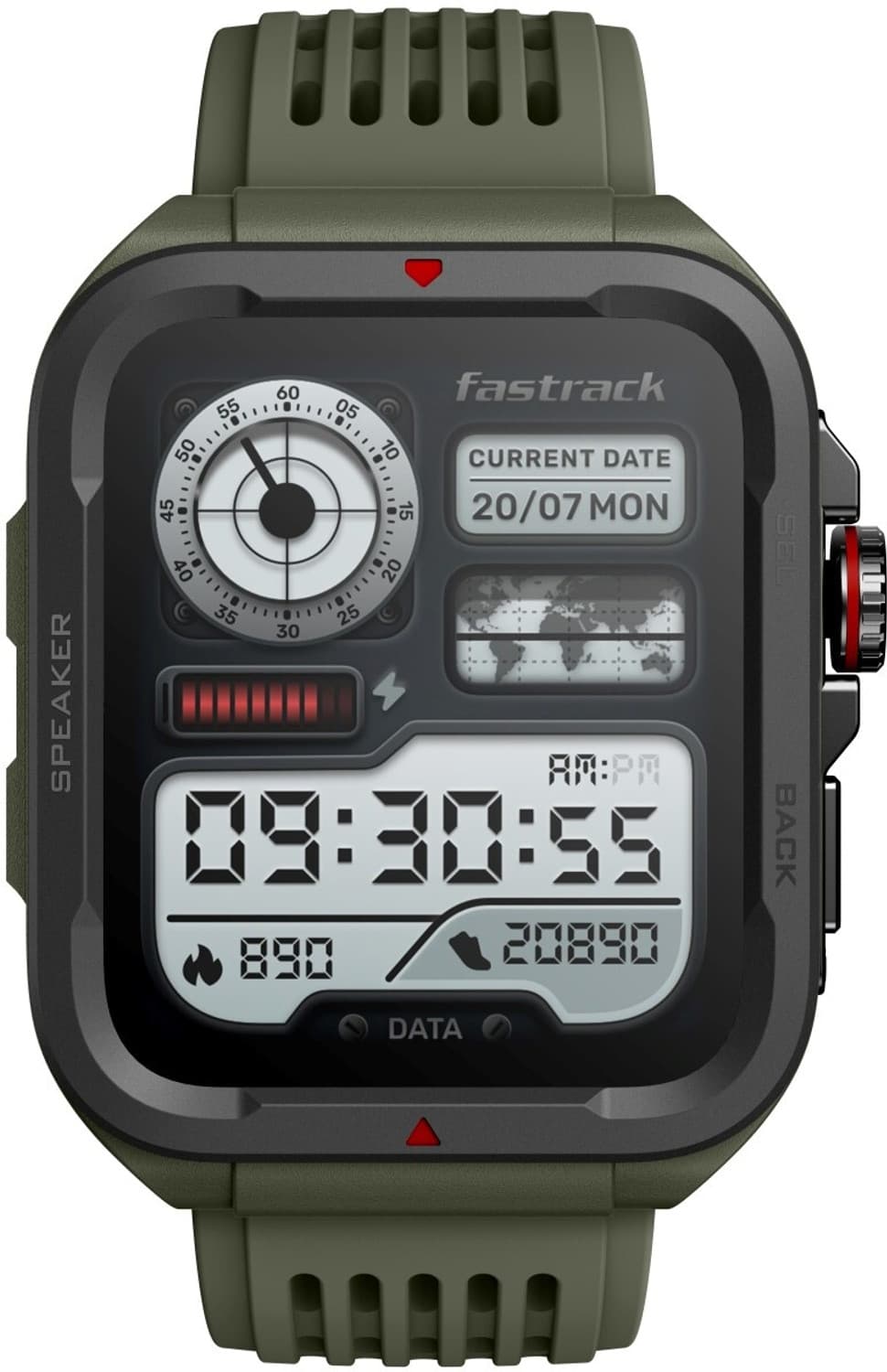 Fastrack Active 1.83" HD Display,Functional Crown,BT Calling with Advanced Chipset Rugged Smartwatch