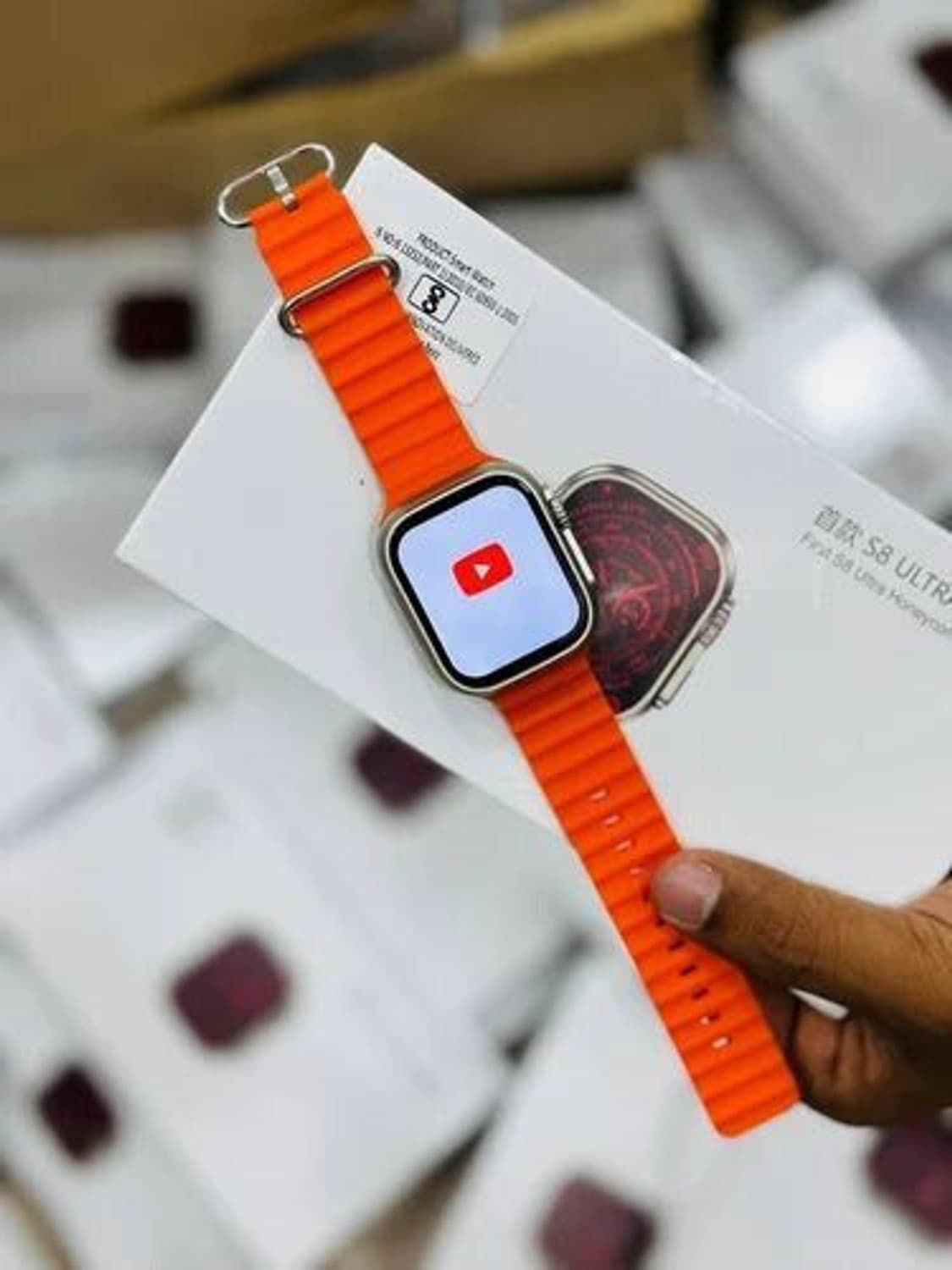 RLS T800 ultra smart watch with wireless charging Smartwatch (Orange Strap, Free Size)