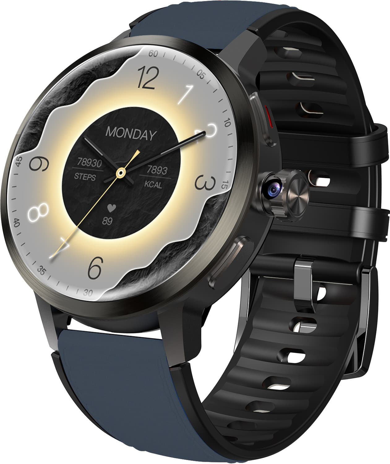 Ai+ NovaWatch Rotatecam 4G Android Smartwatch, 180 Degree Rotating Camera & GPS Smartwatch (Steal Navy Strap, Free Size)