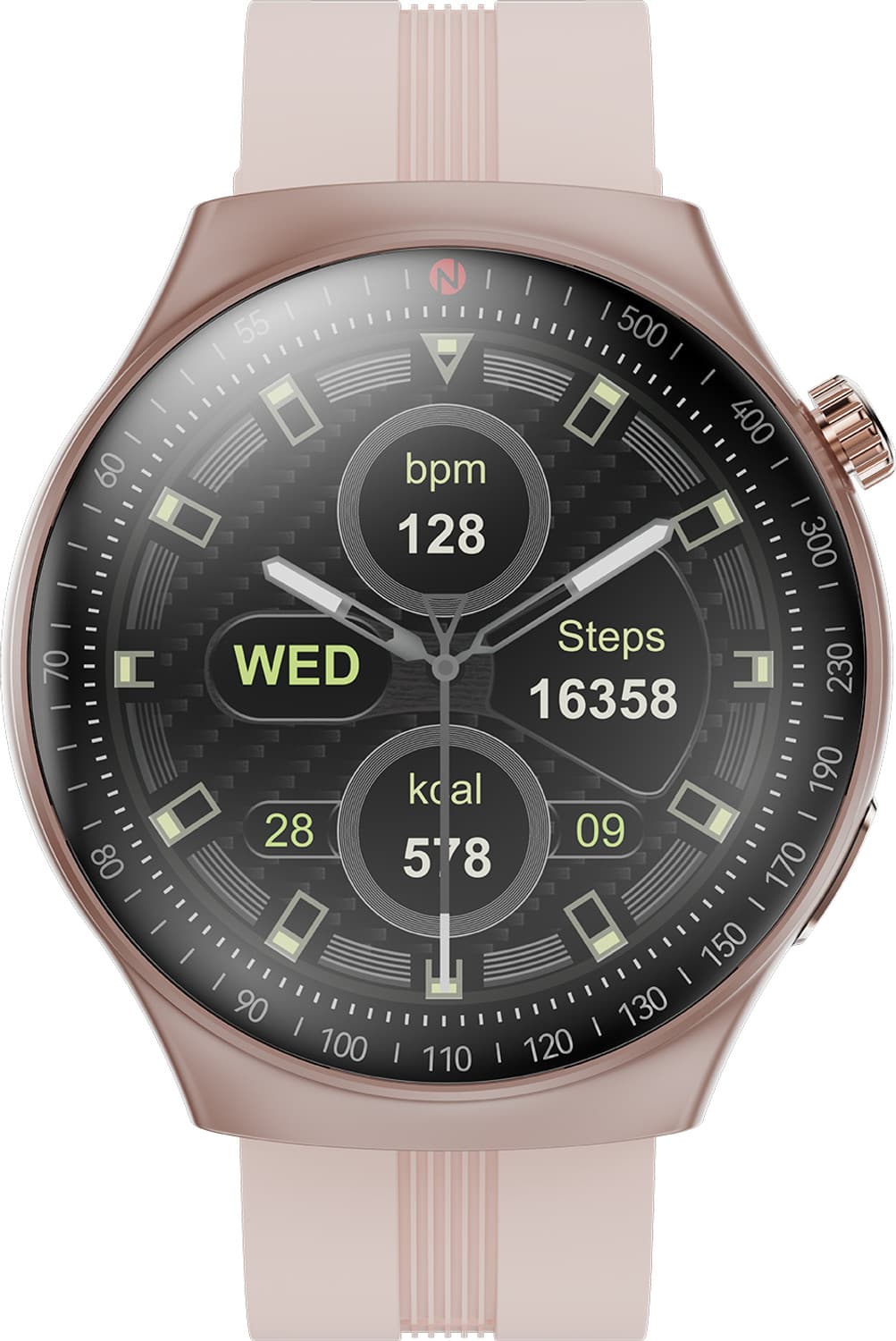 itel Alpha PRO Smartwatch BT Calling, 1.43 AMOLED Display, IP68 Waterproof Rating Smartwatch (Rose Gold Strap, Free Size)