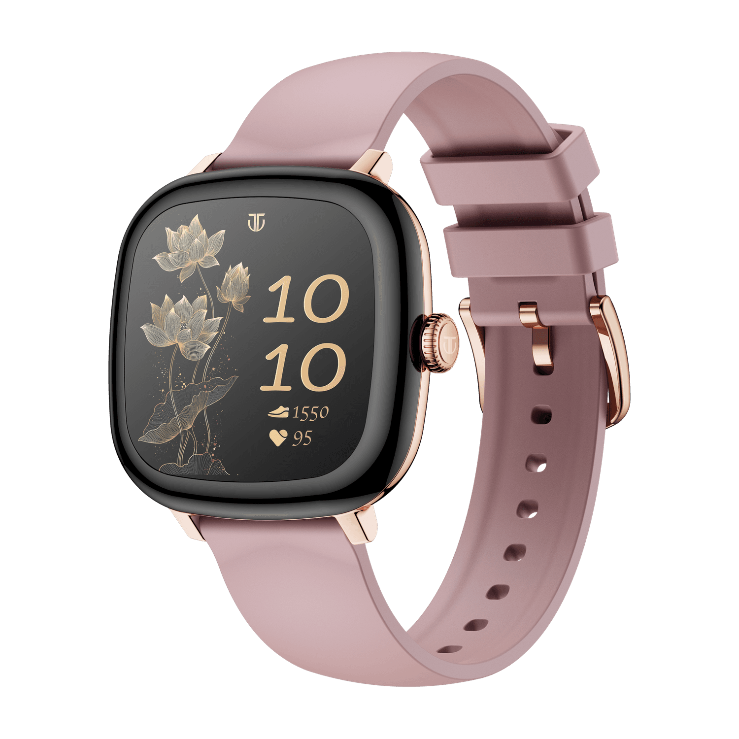 Titan AiRA 1.70" AMOLED Metal Case Square Display,1000 Nits,AI Chat,Rotary Crown,Women Smartwatch (Pink Strap, Free Size)