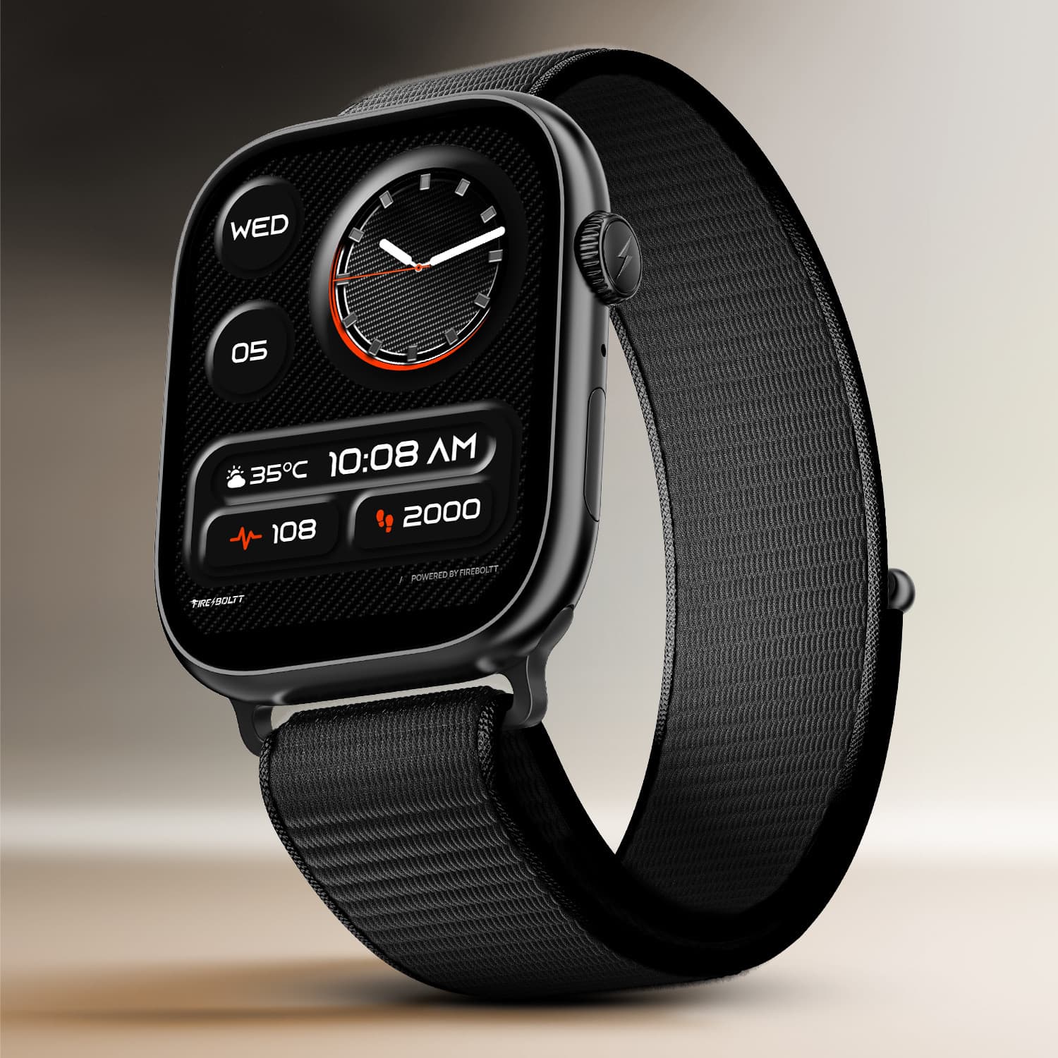 Fire-Boltt Rise X 2.01 HD Display, Wireless Charging, Rotating Crown, Bluetooth Call Smartwatch (Black N Strap, Free Size)