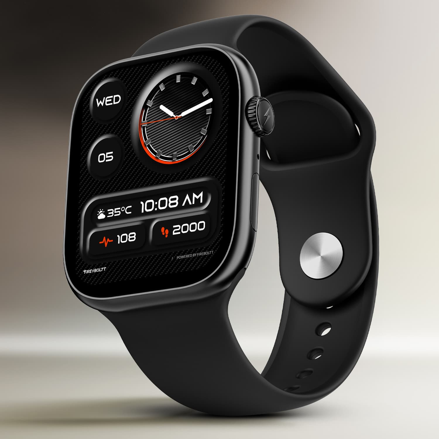 Fire-Boltt Rise X 2.01 HD Display, Wireless Charging, Rotating Crown, Bluetooth Call Smartwatch (Black S Strap, Free Size)