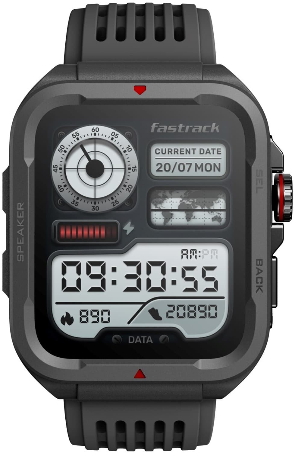 Fastrack Active 1.83" HD Display,Functional Crown,BT Calling with Advanced Chipset Rugged Smartwatch