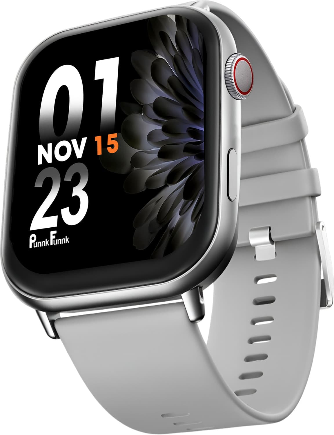 PunnkFunnk Edge-Lite | 1.99 " Amoled Display | BT Calling | AI Voice | Music | Fitness Smartwatch (Grey Strap, Regular Size)