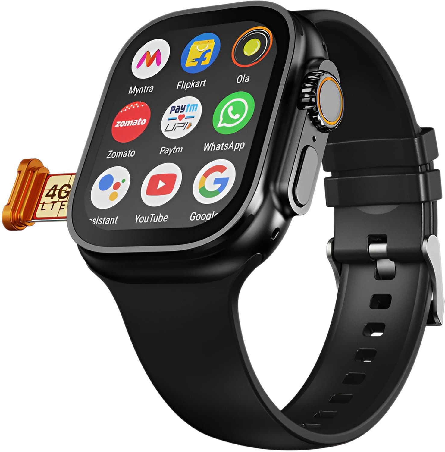 Hayyo Android 5G/4G Smart Watch Support Facebook/Wi-Fi/Bluetooth/YouTube/WhatsApp/GPS Smartwatch (Eclipse Flex Strap, Free Size)