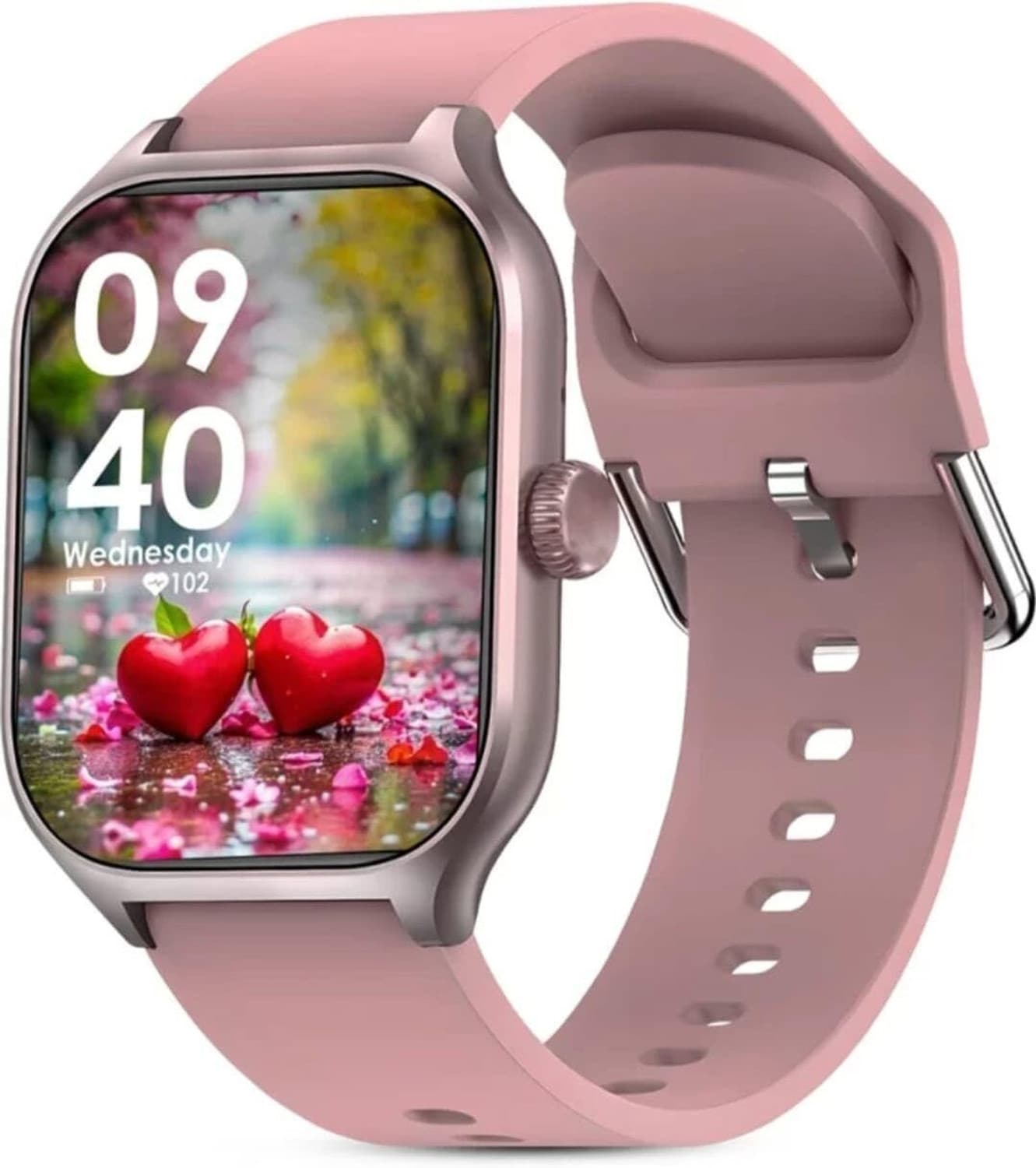 WristHive Newly Launched H9 2.0" Smartwatch, Square Dial, Full Touch, Bluetooth Calling Smartwatch (Pink Strap, Free)