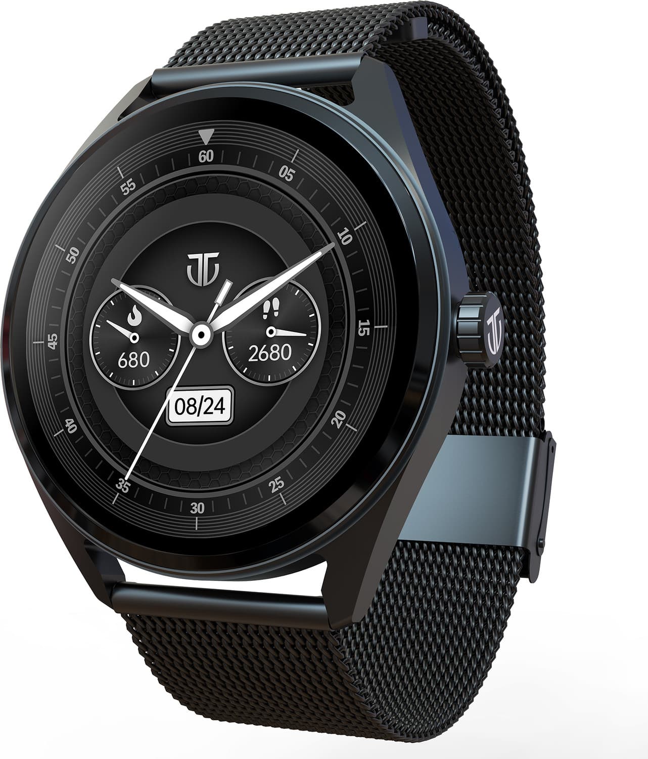 Titan Crest,36.3 mm AMOLED Display,AOD,Working Crown,BT Calling,IP68,SOS Calling Smartwatch
