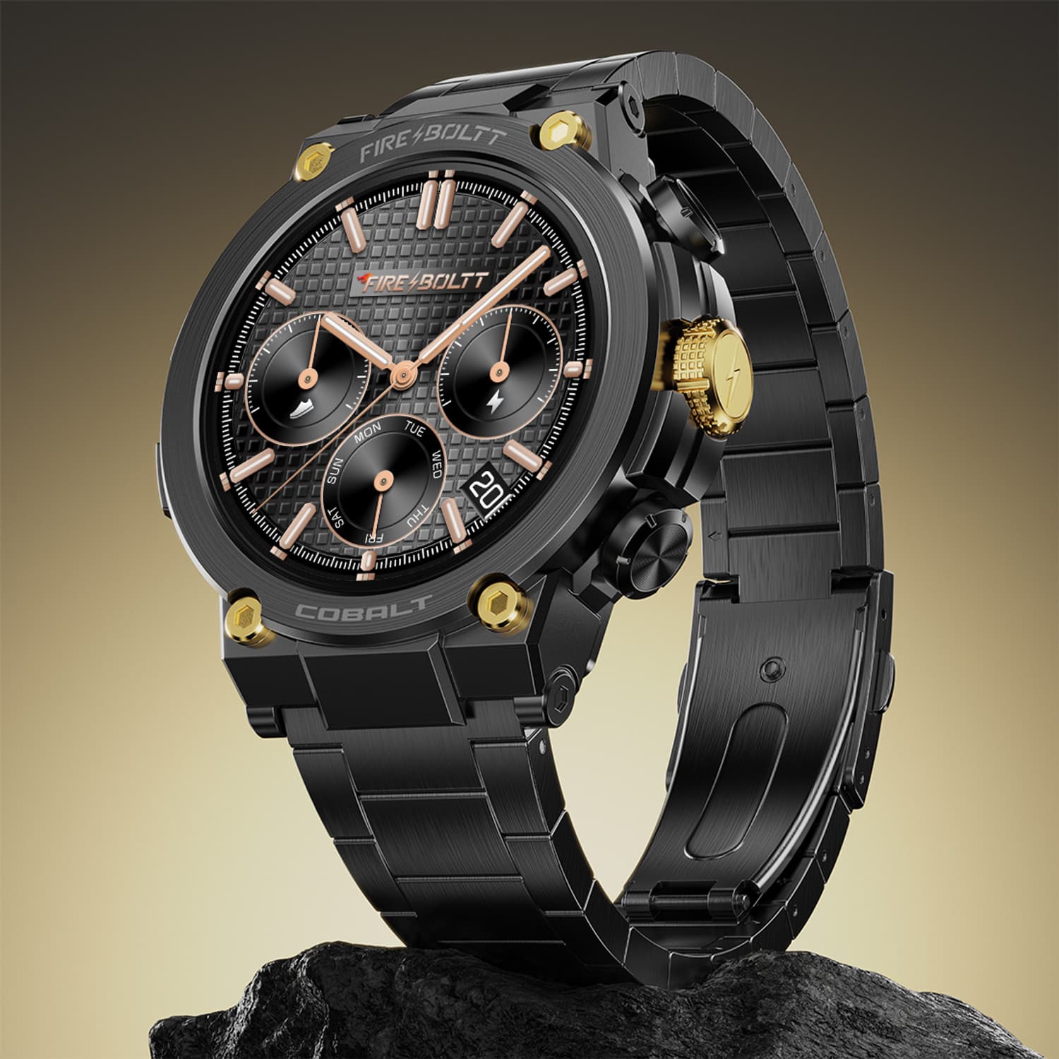 Fire-Boltt Cobalt 36.3mm AMOLED display, BT call, 300+ sports modes, 4BG storage, IP67 Smartwatch