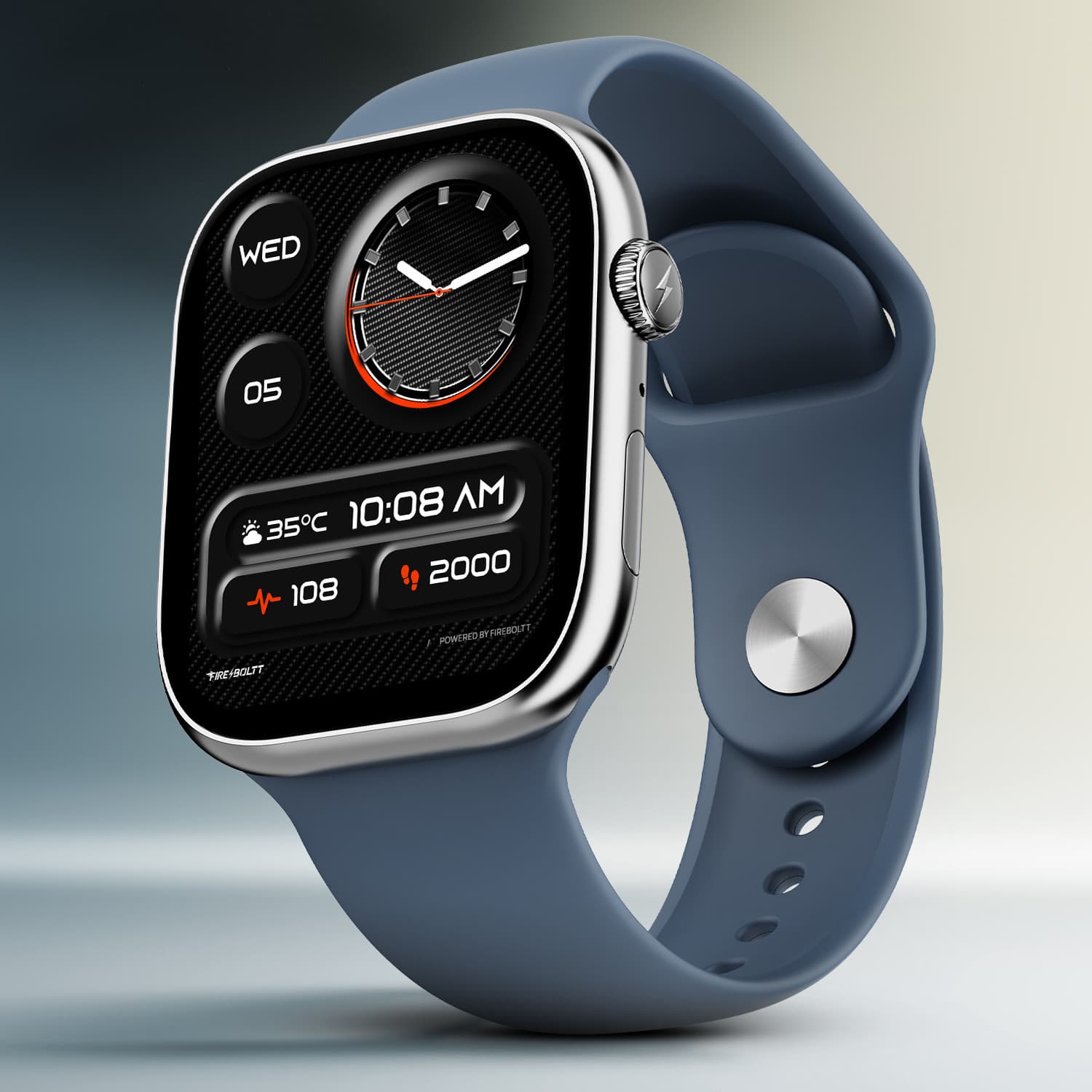 Fire-Boltt Rise X 2.01 HD Display, Wireless Charging, Rotating Crown, Bluetooth Call Smartwatch (Blue Strap, Free Size)