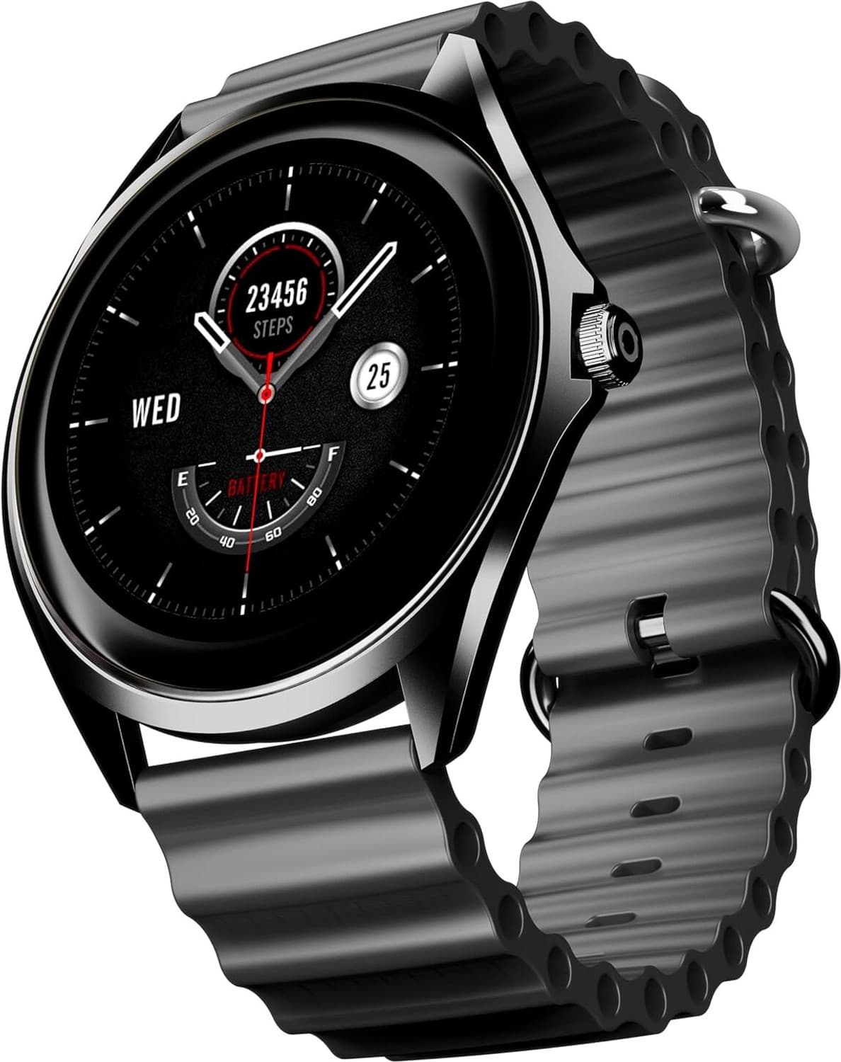 boAt Ultima Aeris 1.43"AMOLED, 1000 nits,Slim 8mm Metal Body, Auto HR&SpO2 Monitoring Smartwatch (Active Black Strap, One size)