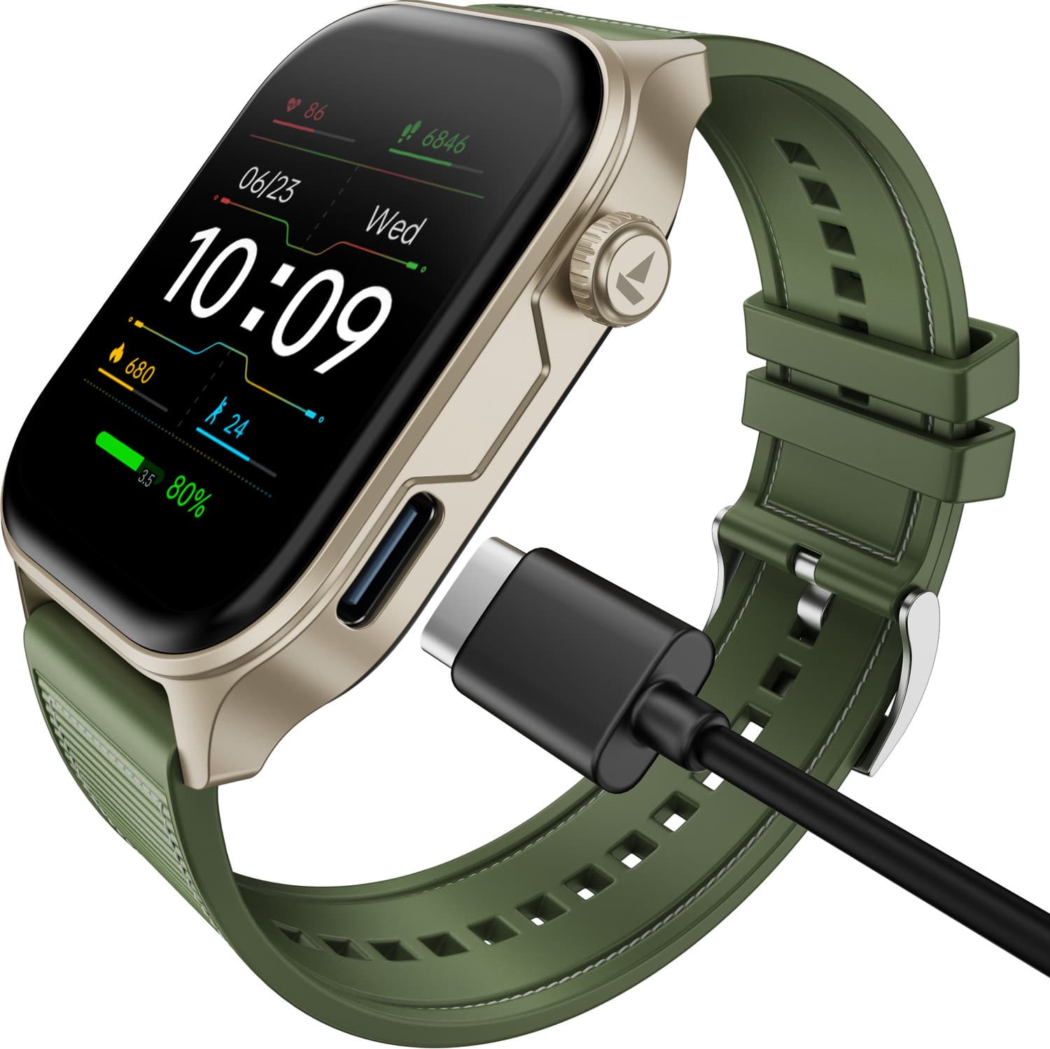 boAt Ultima Vogue 2, Type-C , 1.96" AMOLED Display, 1000 nits, Metal body. Smartwatch (Jade Green Strap, Free Size)