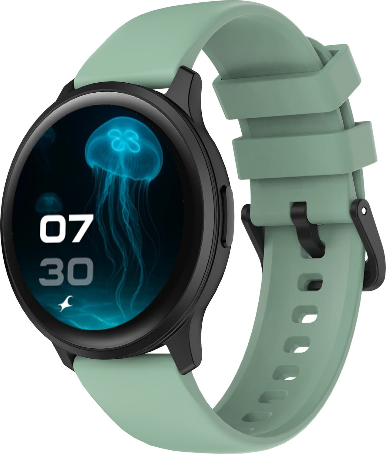 Fastrack Jupiter R3 BT Calling | Premium Round Dial | Fast Charging | 5 days Battery Smartwatch (Green Strap, Free Size)