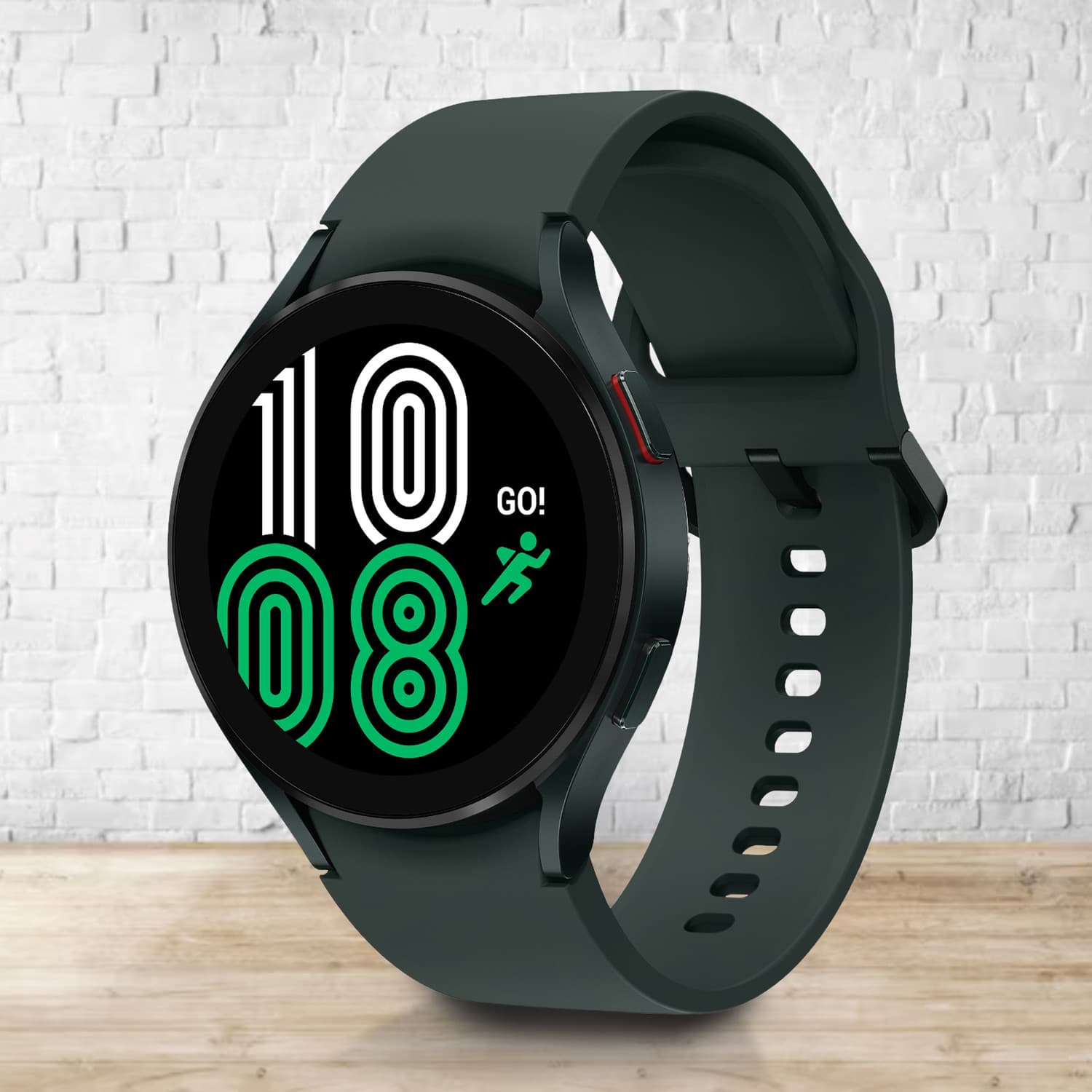 SAMSUNG Watch 4 44mm Super AMOLED with bluetooth calling and body composition tracking Smartwatch (Green Strap, Free Size)