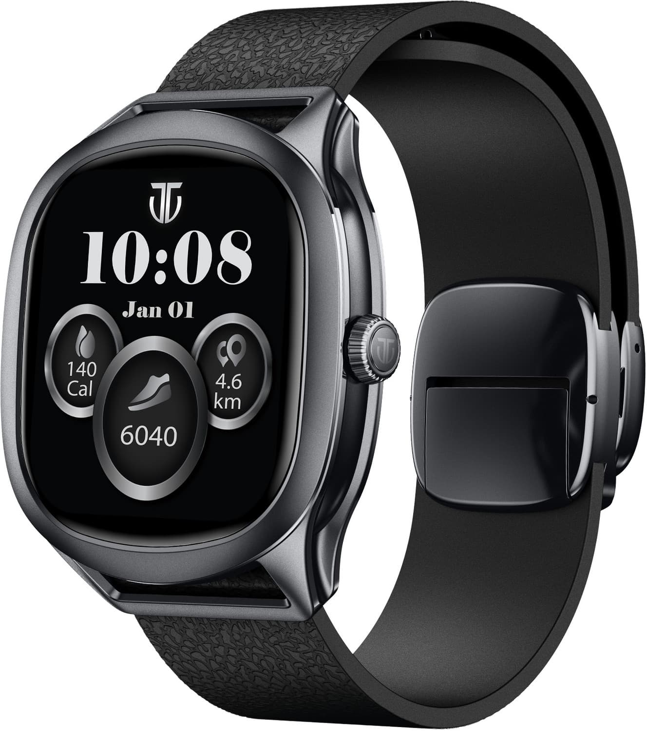 Titan Evoke S Premium Design | Amoled Display | AI Watch Faces | BT Calling Smartwatch (Black Strap, Free Size)