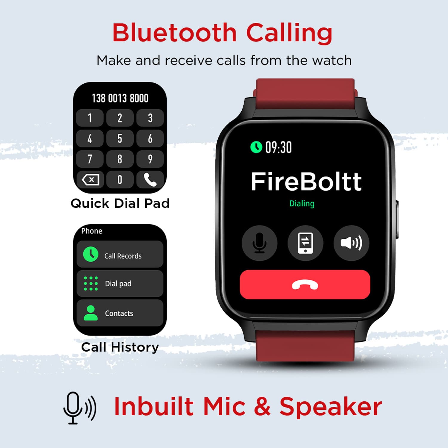 Fire-Boltt Tornado Bluetooth Calling Smartwatch Smartwatch (Maroon Strap, Free Size)