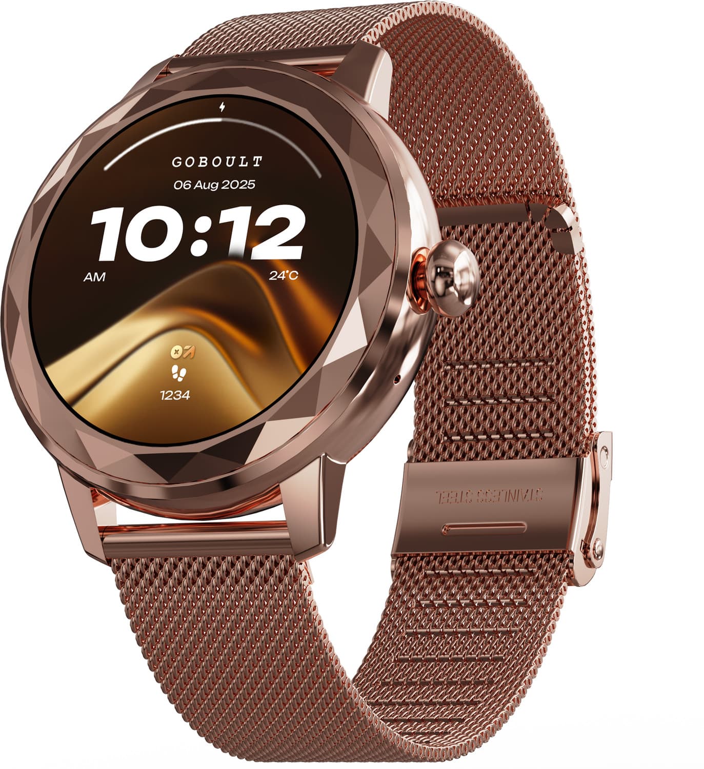 GOBOULT Alora 1.19" AMOLED,Diamond-cut dial, 800 Nits Brightness, Working Crown Smartwatch