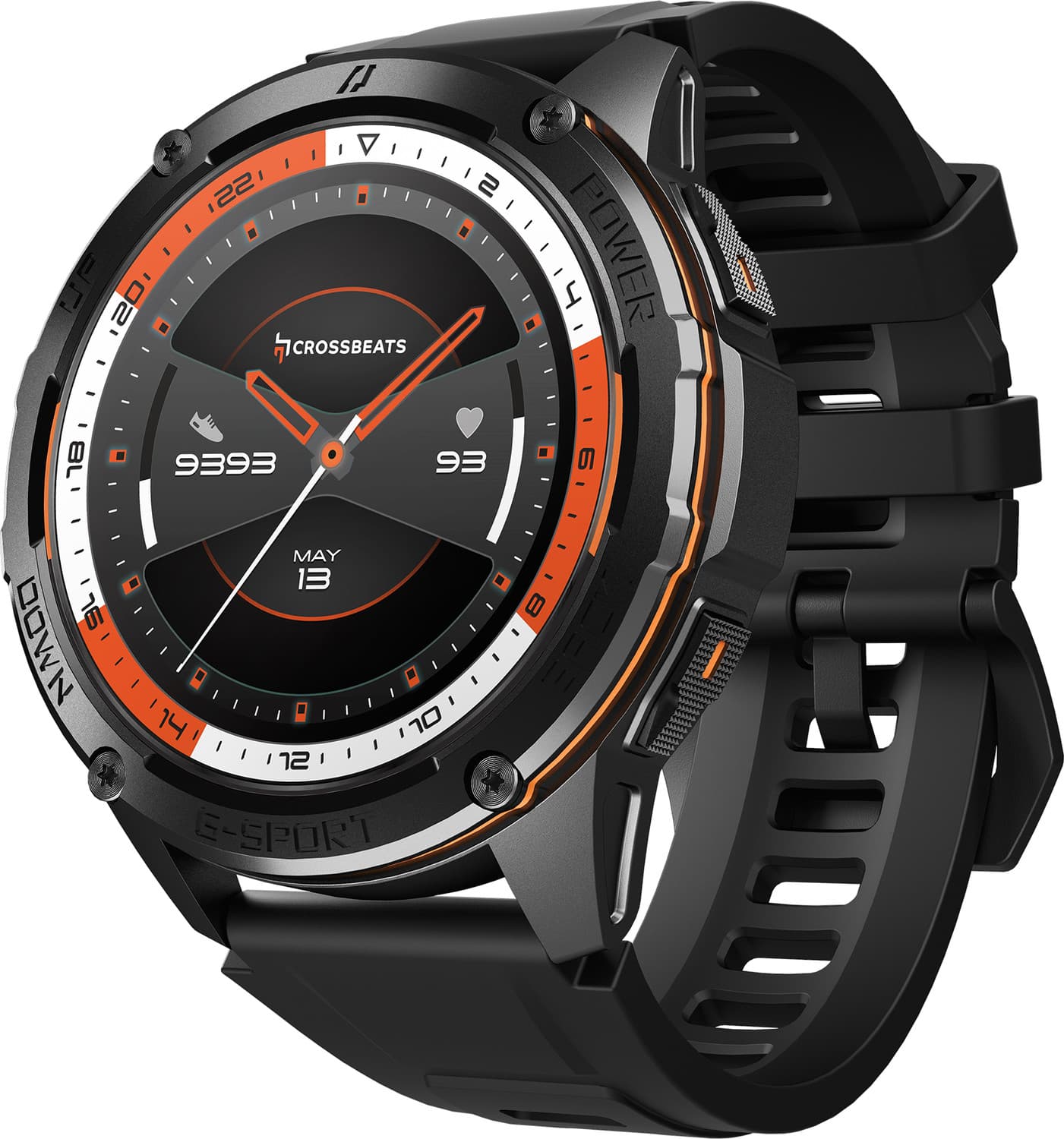 CrossBeats Armour Pro AI Premium 1.43" AMOLED BT Calling, 5ATM Waterproof, Sports Mode Smartwatch (Black Strap, Free Size)
