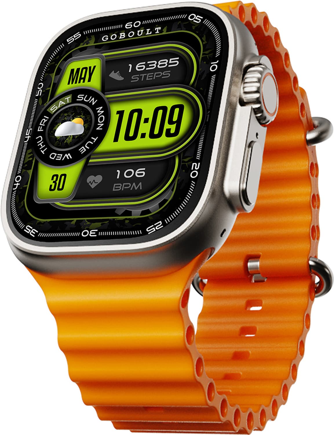 Boult Crown Pro 2.01" AMOLED, BT Calling, Working Crown, AOD, Zinc Alloy Frame, SpO2 Smartwatch