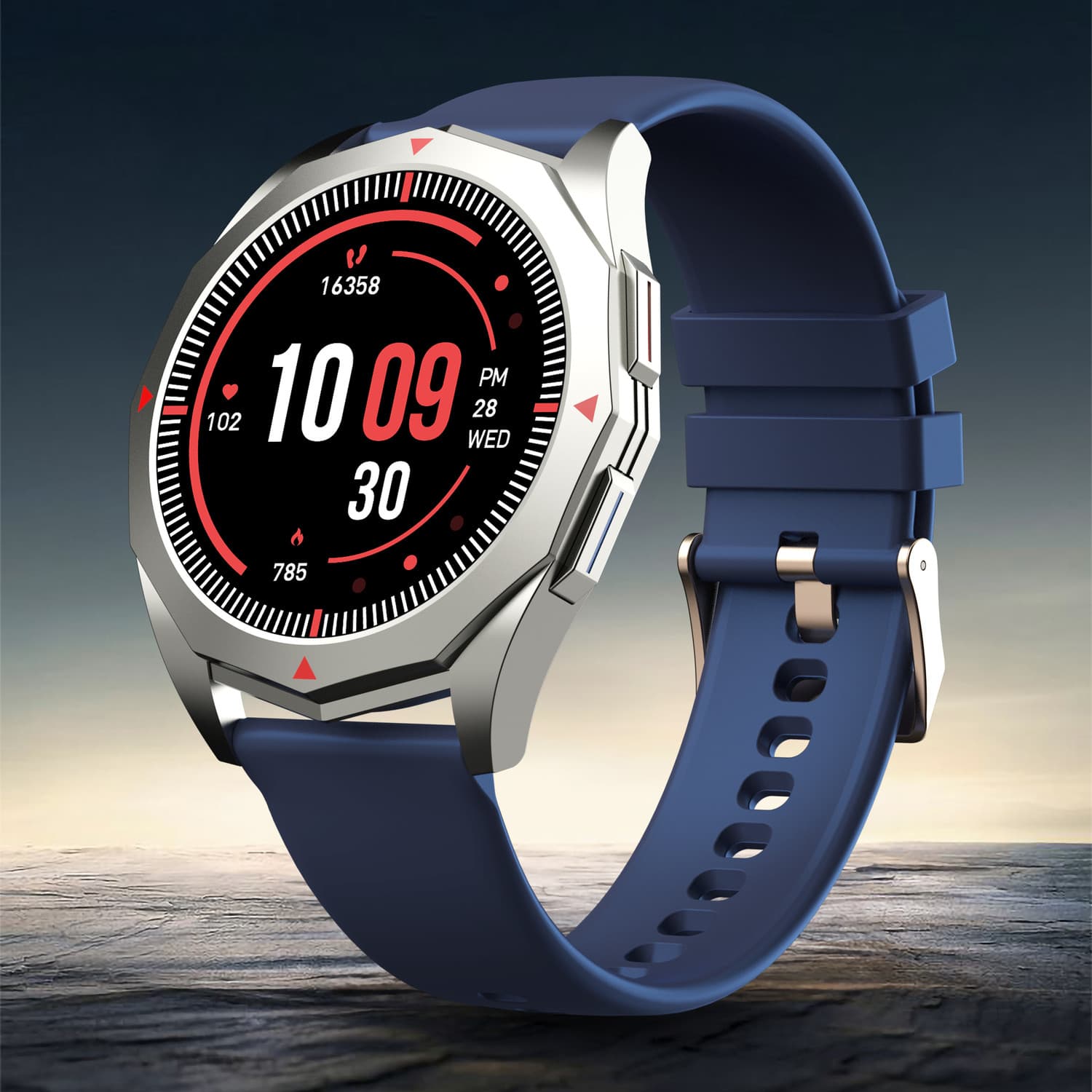 Pebble Rio 1.39 inch HD Display, Unique Polygonal Bezel Less Design, Premium Build Smartwatch
