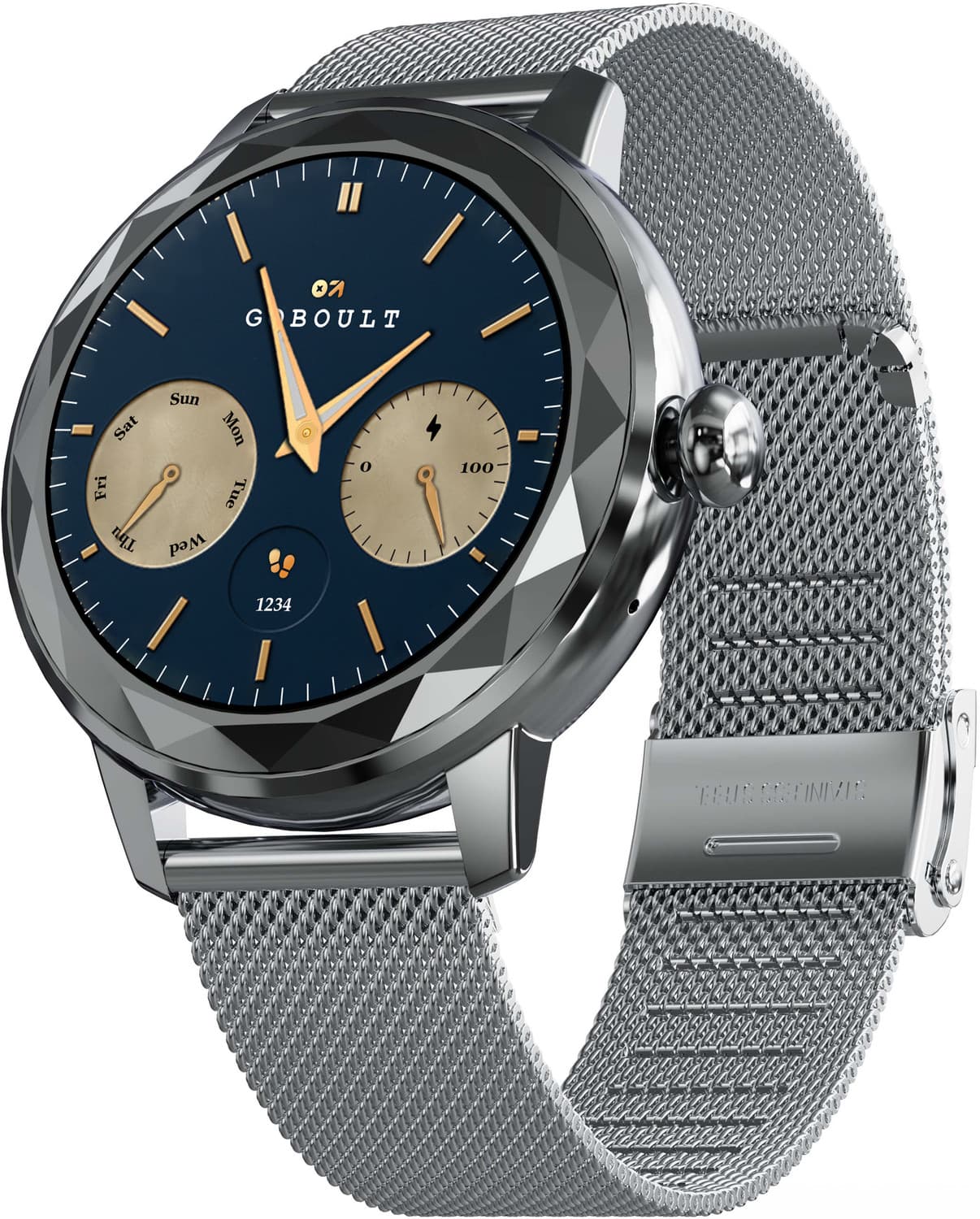 GOBOULT Alora 1.19" AMOLED,Diamond-cut dial, 800 Nits Brightness, Working Crown Smartwatch