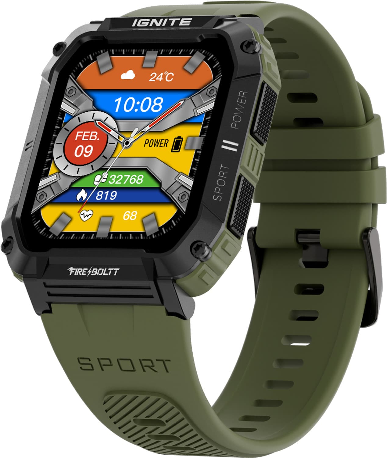 Fire-Boltt Combat 1.96" Large Display, Rugged Outdoor Design, Voice Assistant BT Calling Smartwatch