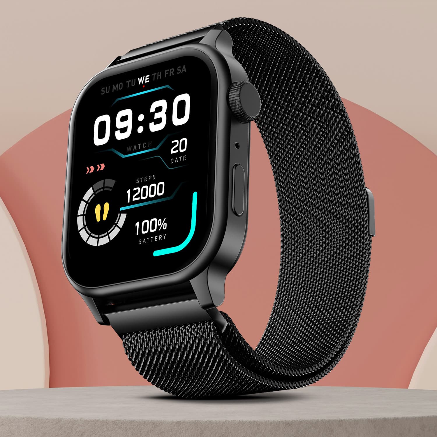 Fire-Boltt Rise Luxe Bluetooth Calling 47mm (1.85), Metal Body & Rotating Crown, 123 Sports Smartwatch