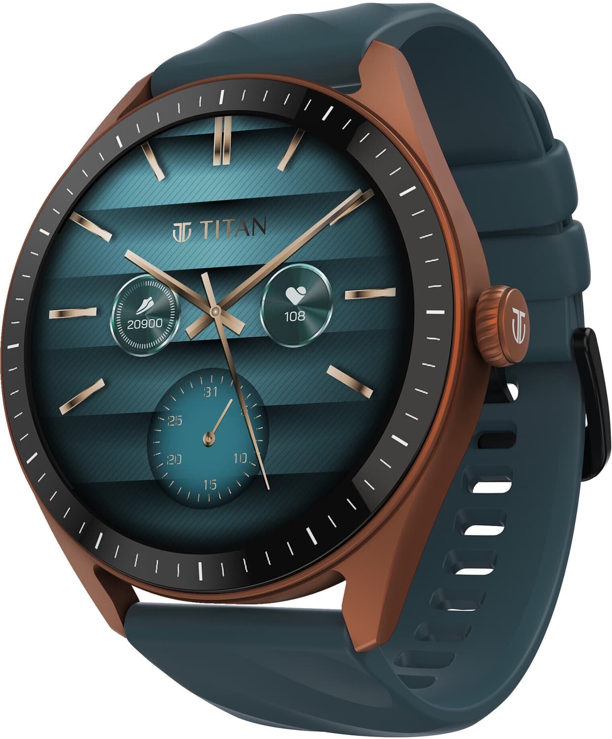 TITAN Crest 2.0 Smartwatch (Teal Strap, Free Size)