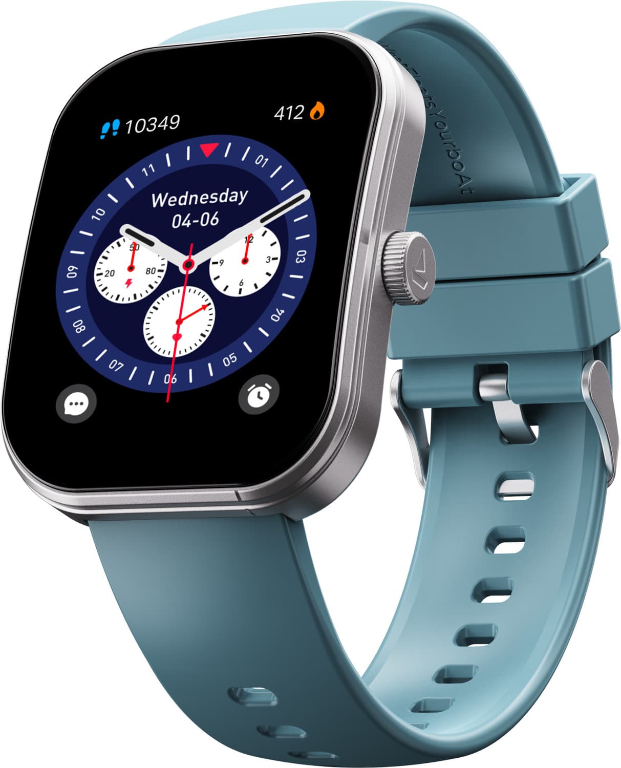 boAt Wave Sigma 3 Curv, 2.01" Immersive Curved Display, Metal Finish, IP68 Smartwatch (Cyan Blue Strap, One size)
