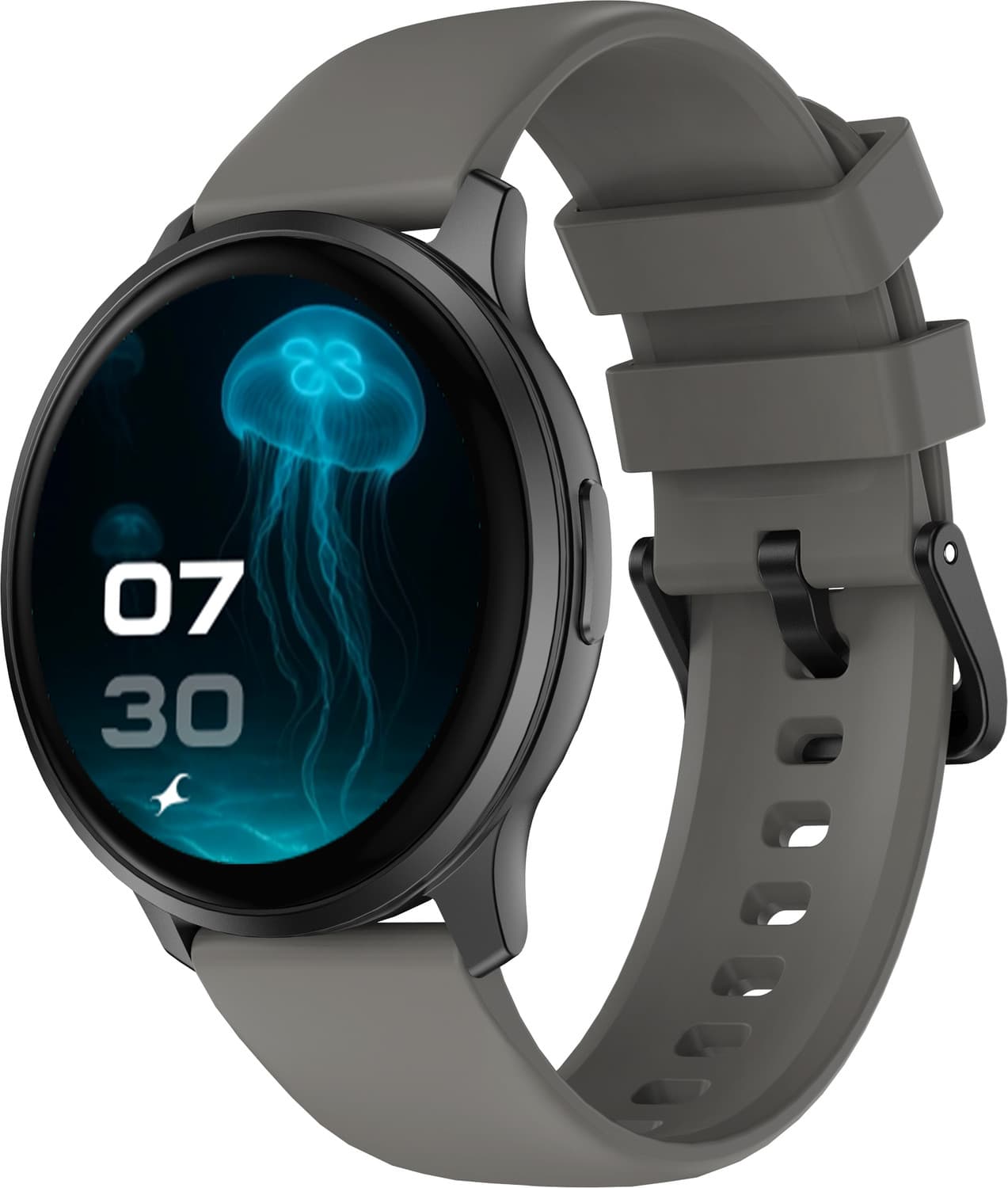 Fastrack Jupiter R3 BT Calling | Premium Round Dial | Fast Charging | 5 days Battery Smartwatch (Grey Strap, Free Size)