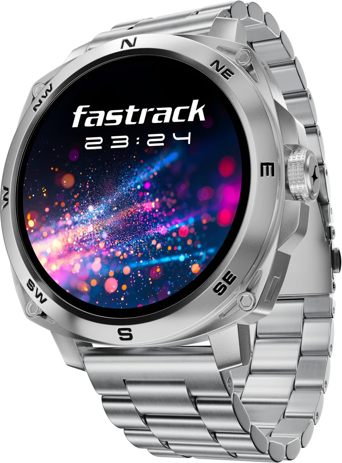 Fastrack Radiant FX3-1.43''|AMOLED|AOD|Premium Design|SS Strap|Functional Crown |Fashion Smartwatch
