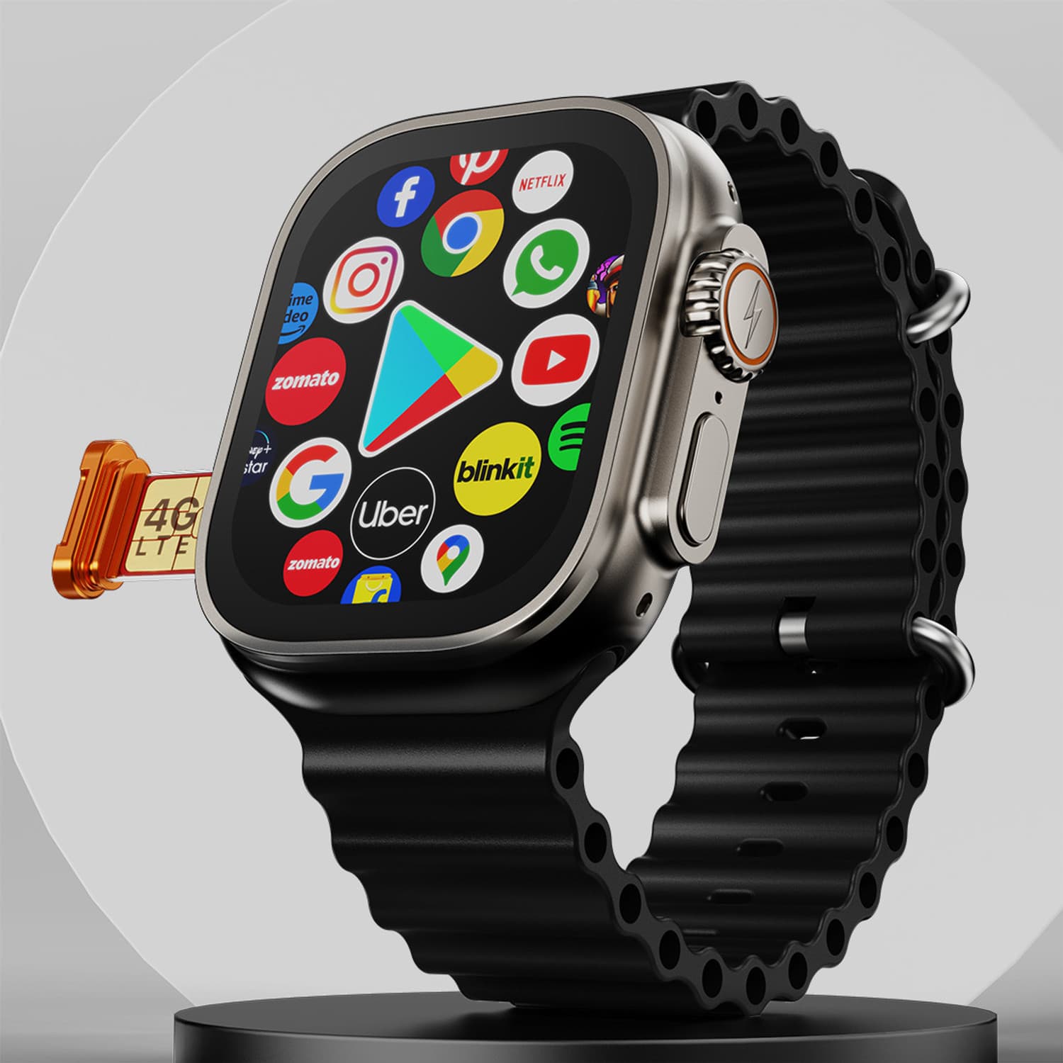 Fire-Boltt Oracle WristPhone - 4G SIM/LTE/WiFi, Android OS, Play store unlimited apps, GPS Smartwatch