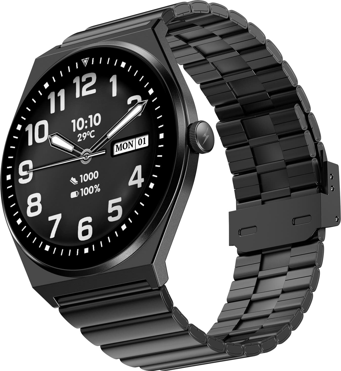 Fire-Boltt Legacy Nova 1.43 inch Ultra Slim AMOLED Wireless Charging Rotating Crown BT Call Smartwatch (Obsidian Black Strap, Free Size)