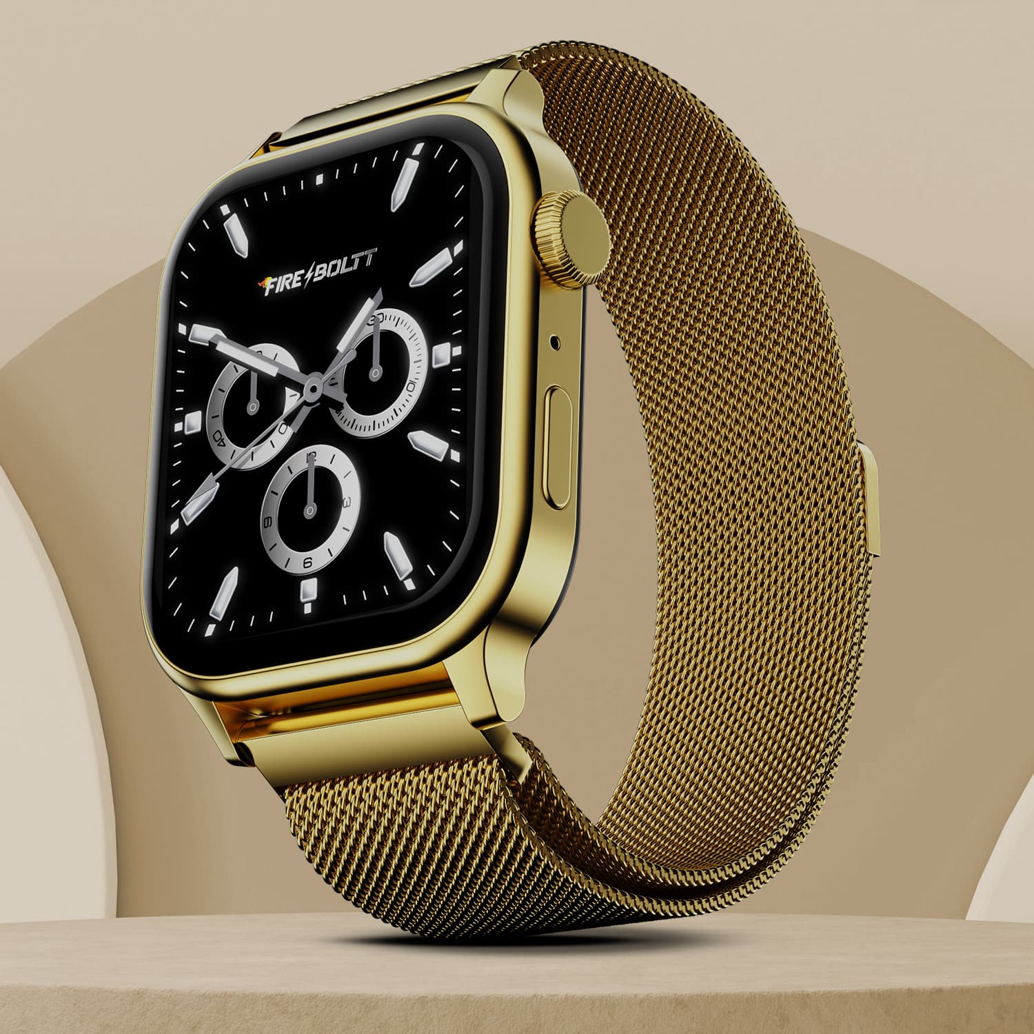 Fire-Boltt Rise Luxe Bluetooth Calling 47mm (1.85), Metal Body & Rotating Crown, 123 Sports Smartwatch