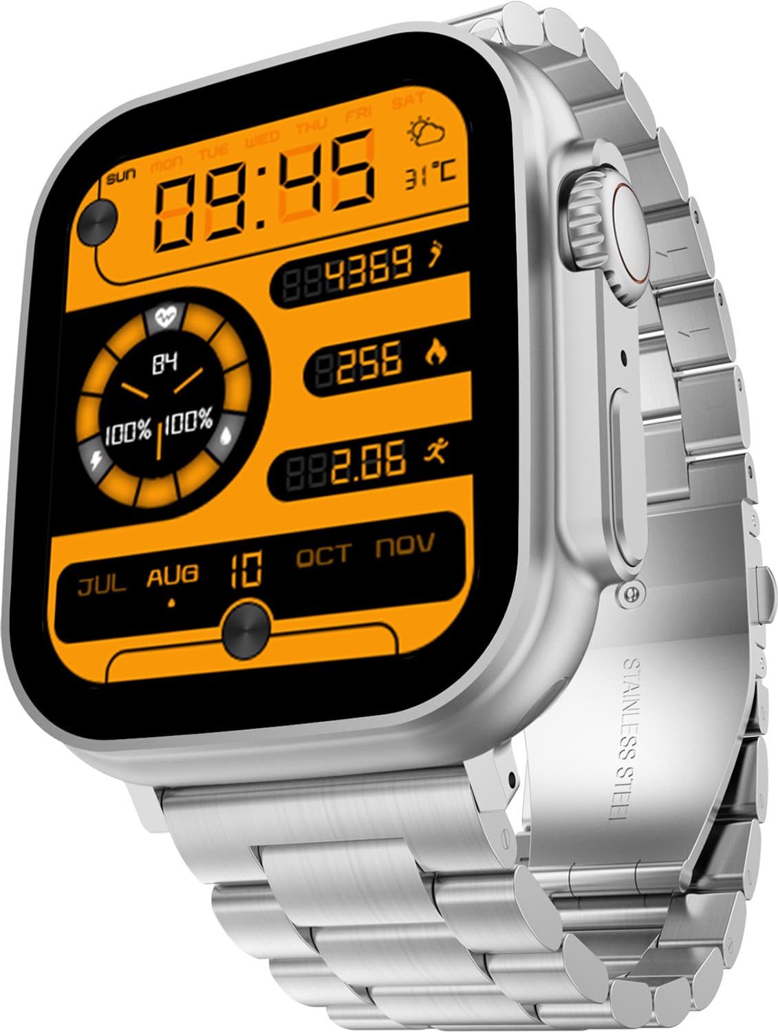 Fire-Boltt Gladiator 49.7mm Display, Stainless Steel, Bluetooth Call, 123 sports modes Smartwatch