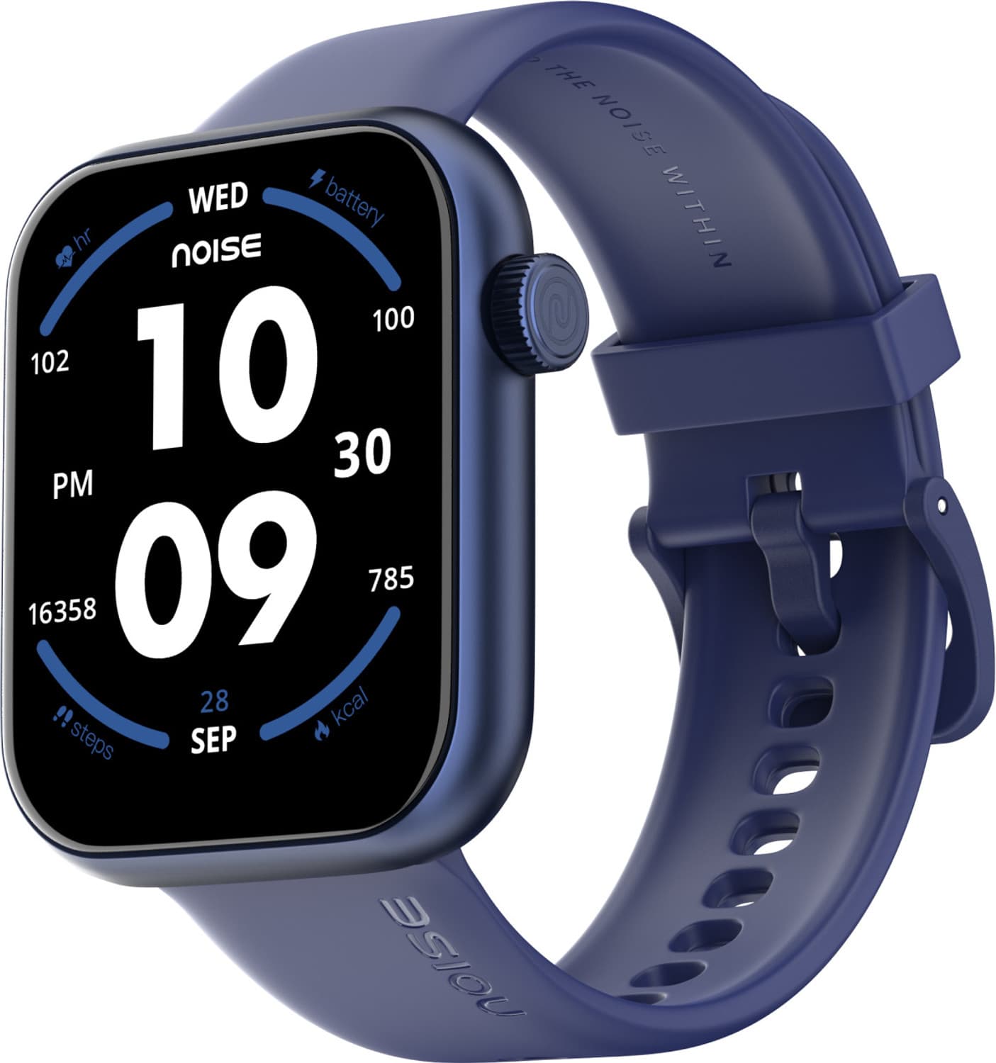 Noise Icon Rise 1.85" Display, BT Calling, Functional Rotating Crown, 60+ Sports Modes Smartwatch (Midnight Blue Strap, Regular)